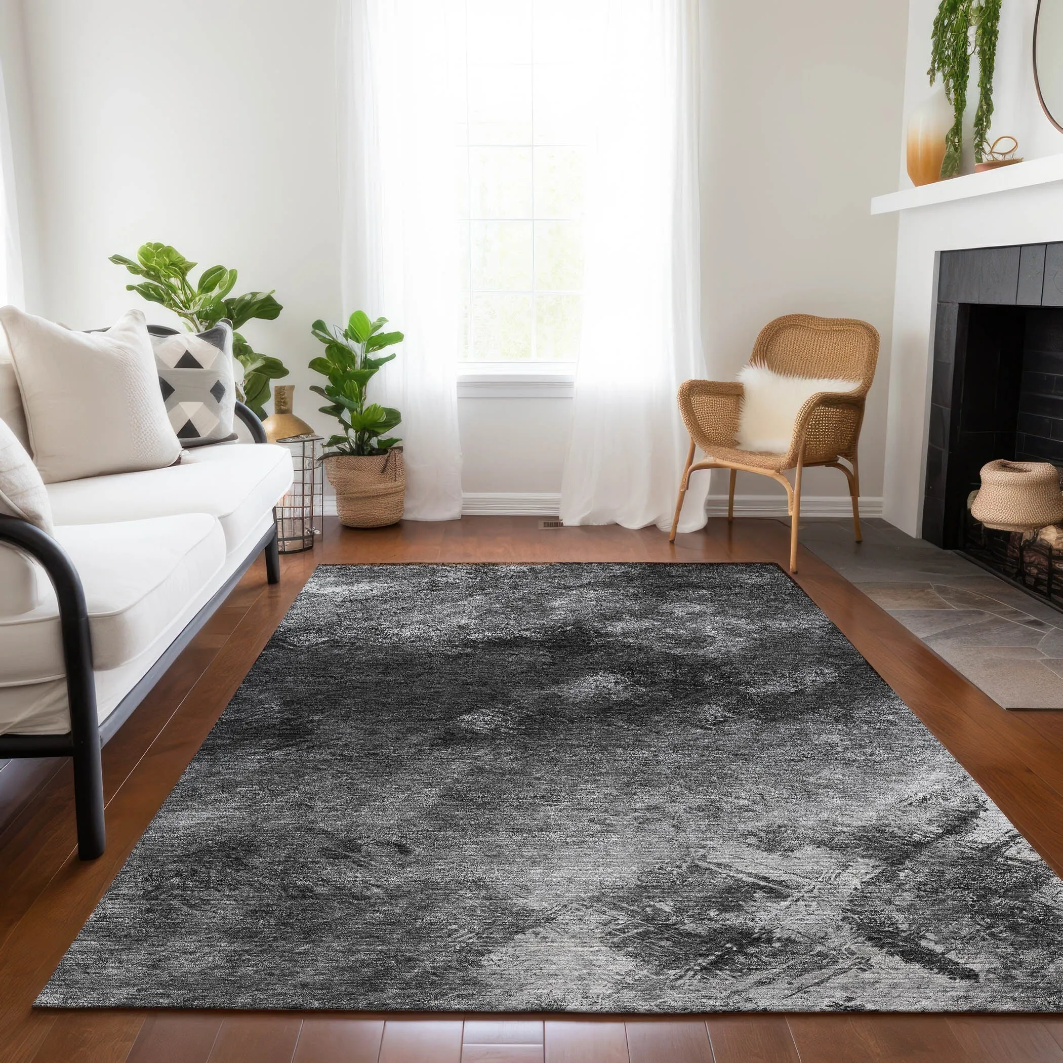 Machine Washable Indoor/ Outdoor Chantille Abstract Watercolor Rug