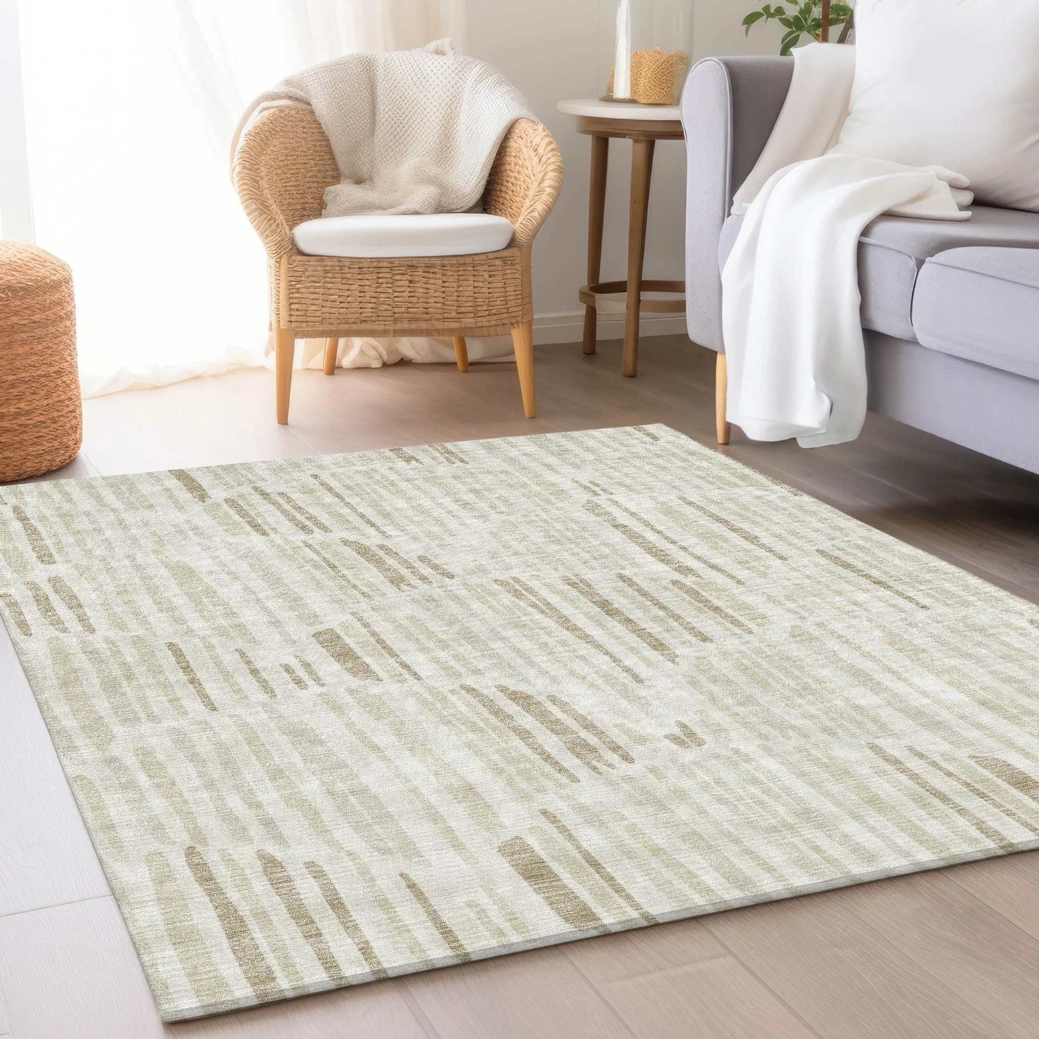 Machine Washable Indoor/ Outdoor Chantille Abstract Watercolor Rug