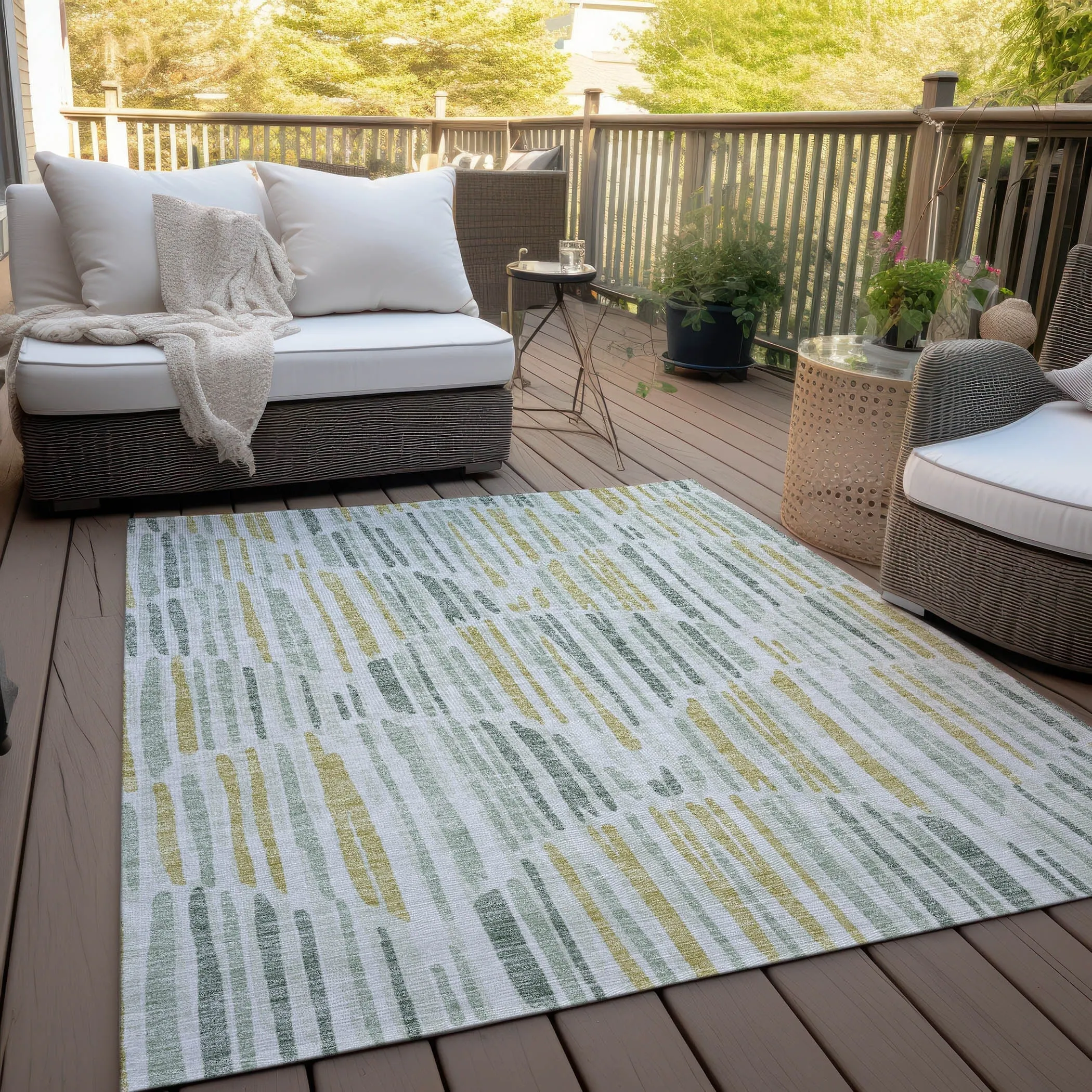 Machine Washable Indoor/ Outdoor Chantille Abstract Watercolor Rug
