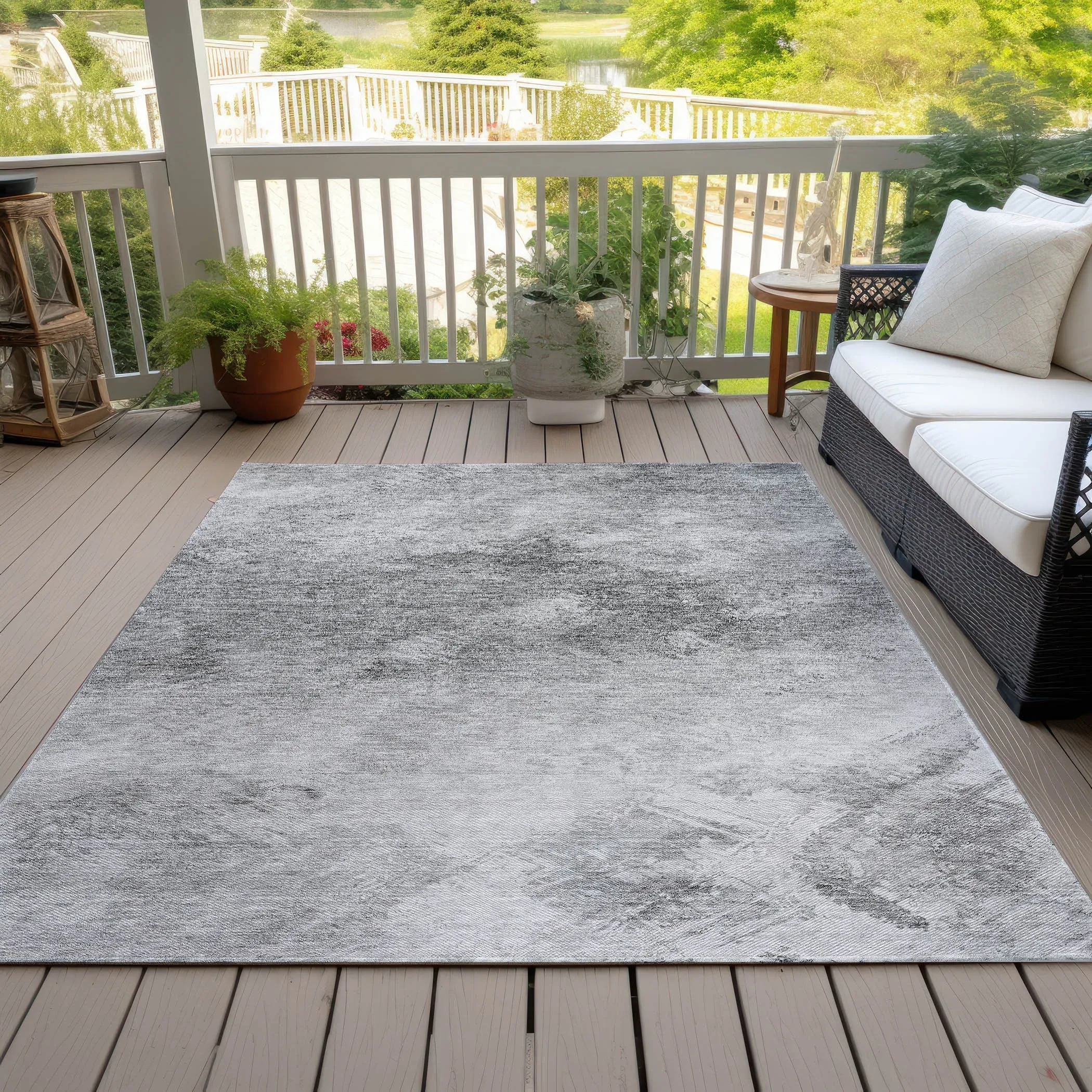 Machine Washable Indoor/ Outdoor Chantille Abstract Watercolor Rug