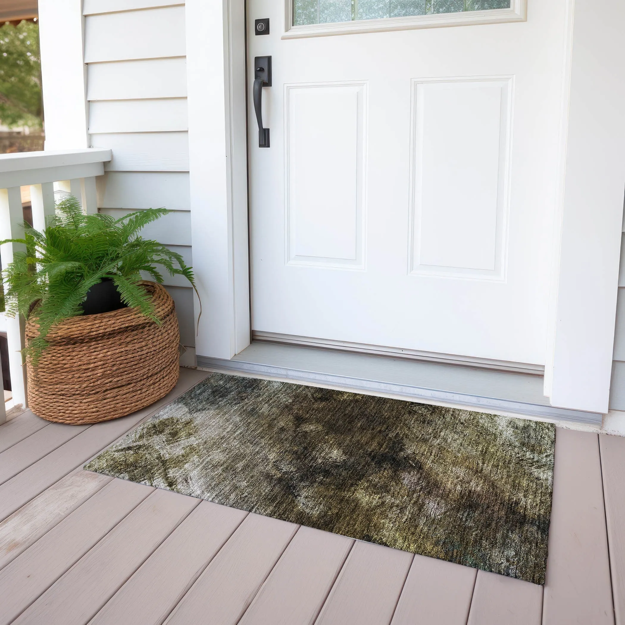 Machine Washable Indoor/ Outdoor Chantille Abstract Watercolor Rug