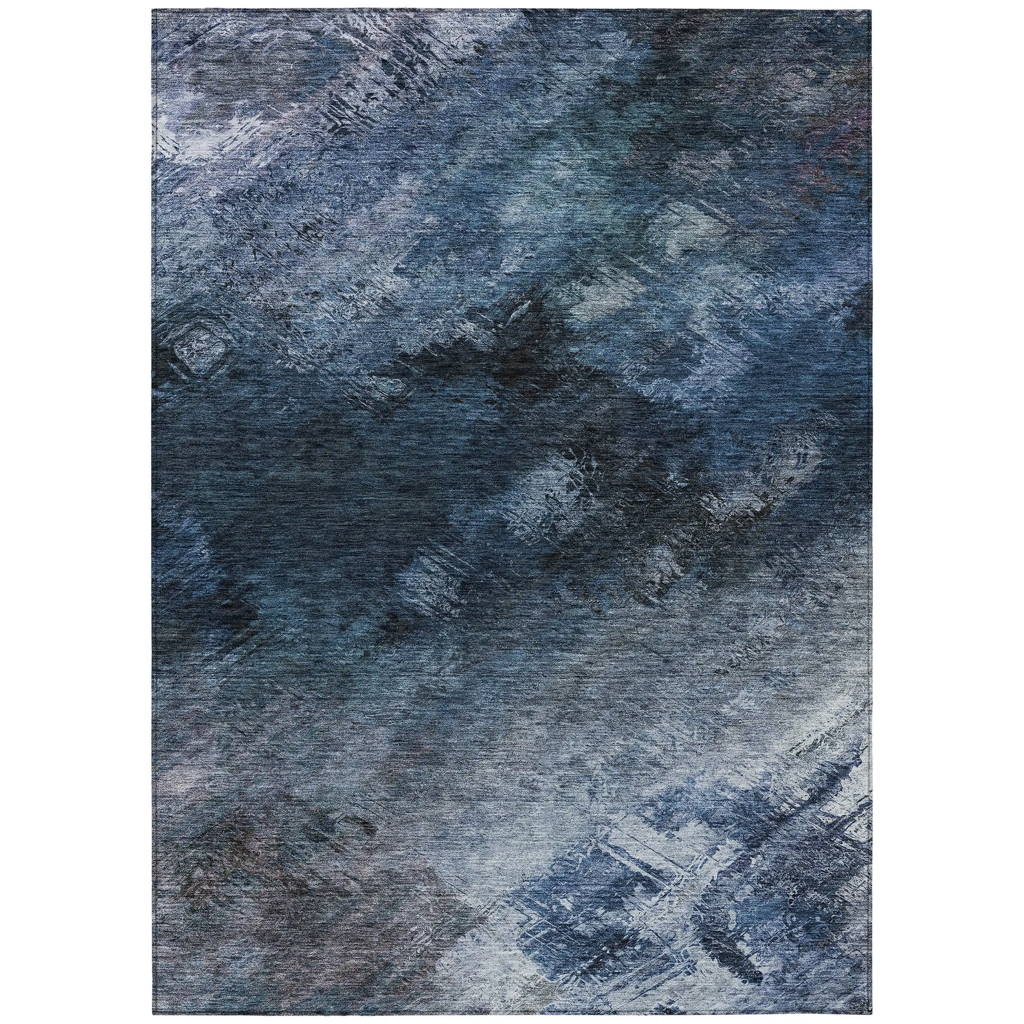 Machine Washable Indoor/ Outdoor Chantille Abstract Watercolor Rug