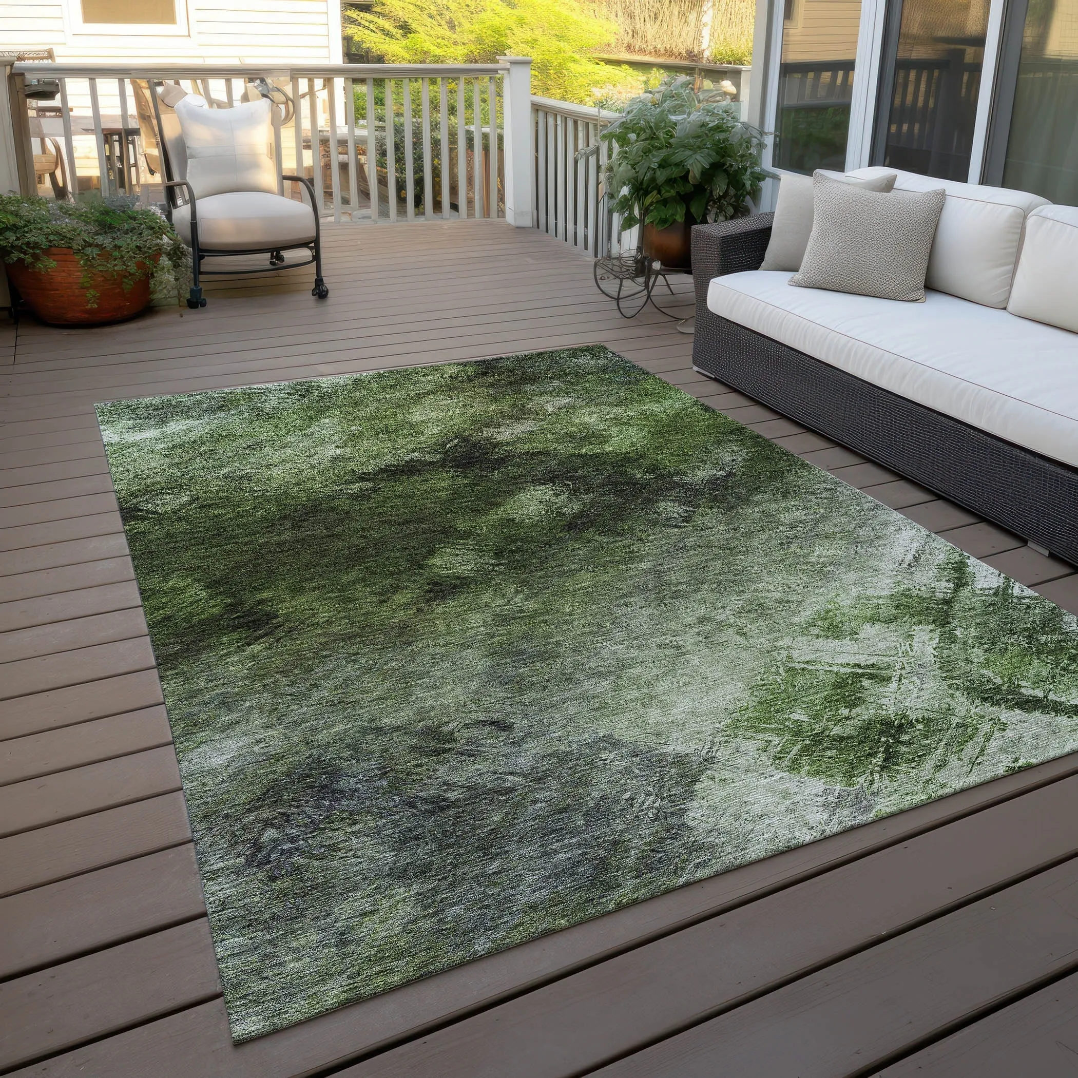 Machine Washable Indoor/ Outdoor Chantille Abstract Watercolor Rug