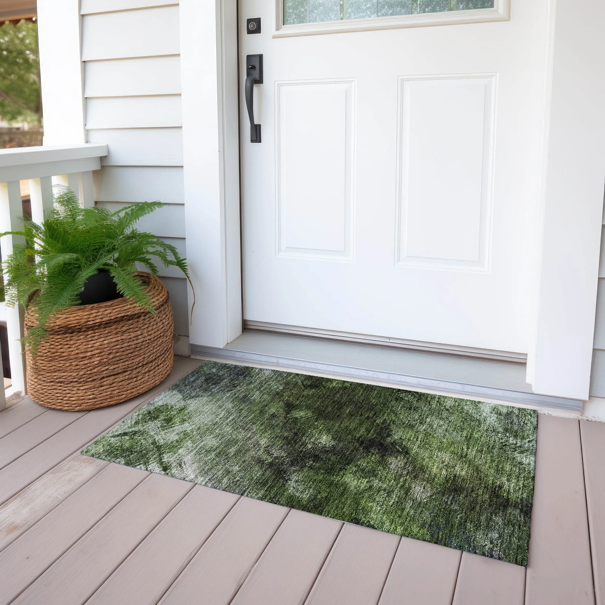 Machine Washable Indoor/ Outdoor Chantille Abstract Watercolor Rug