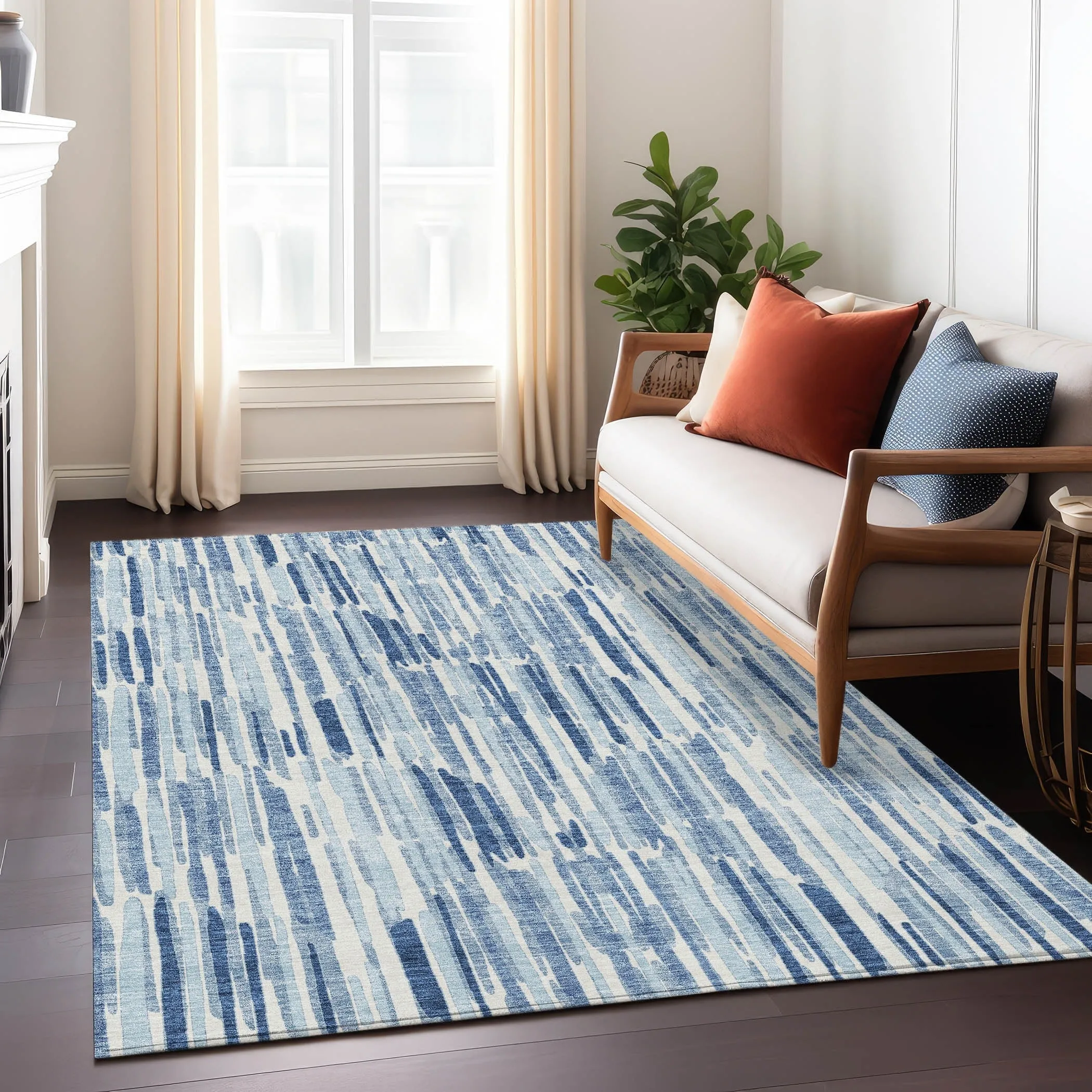 Machine Washable Indoor/ Outdoor Chantille Abstract Watercolor Rug