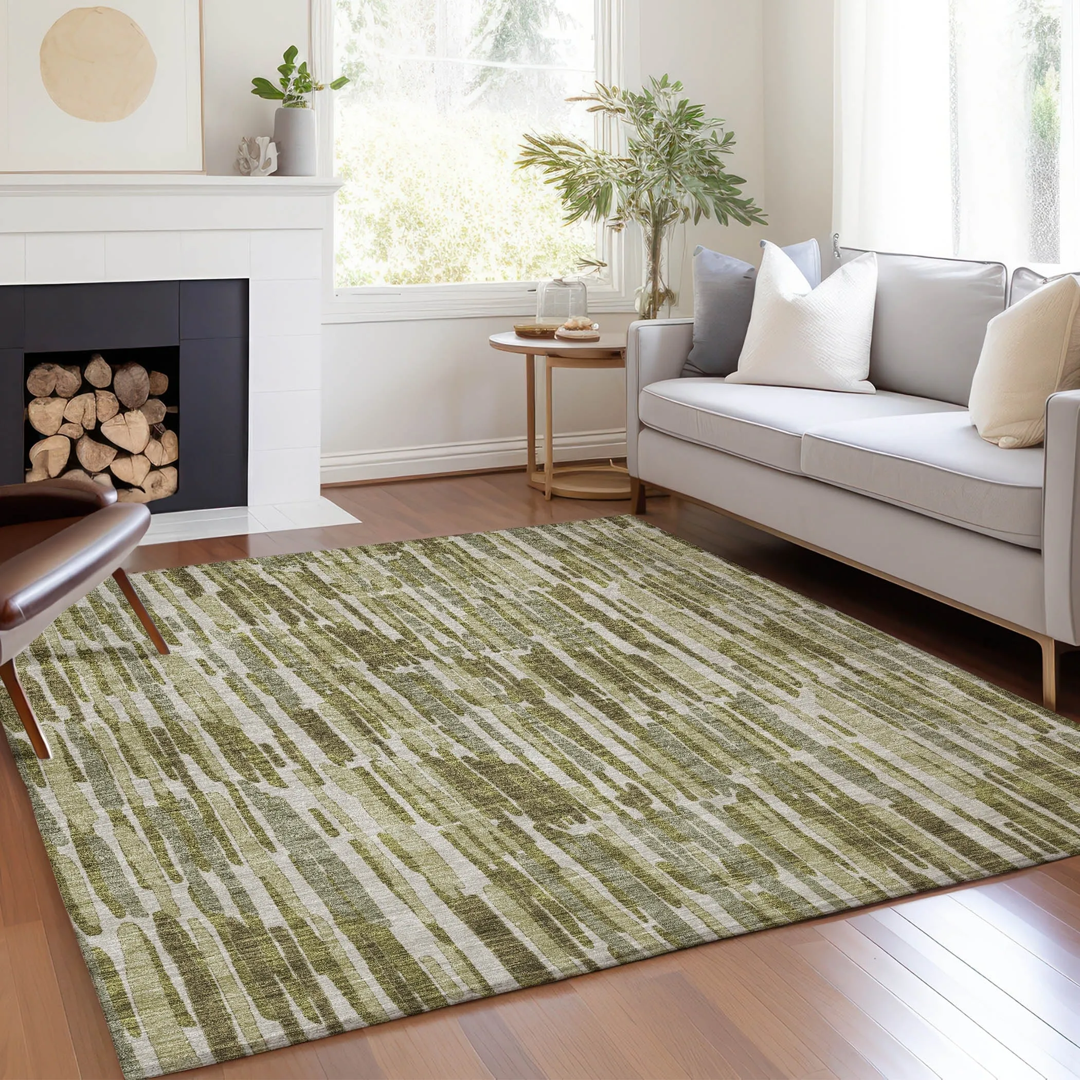 Machine Washable Indoor/ Outdoor Chantille Abstract Watercolor Rug