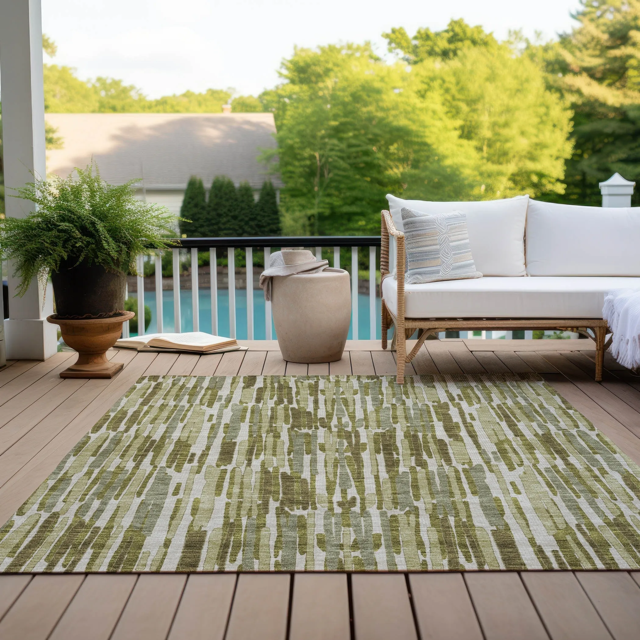 Machine Washable Indoor/ Outdoor Chantille Abstract Watercolor Rug