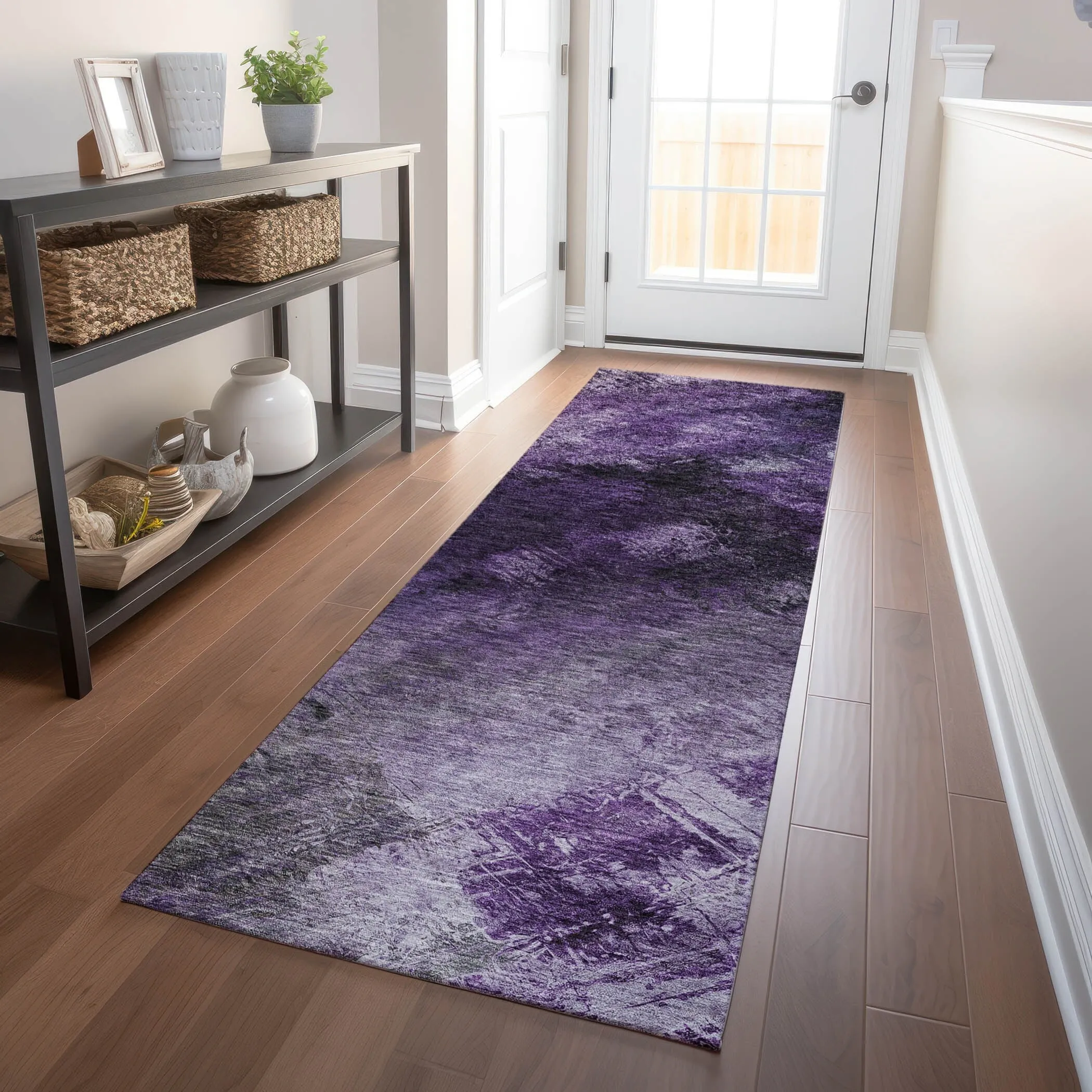 Machine Washable Indoor/ Outdoor Chantille Abstract Watercolor Rug
