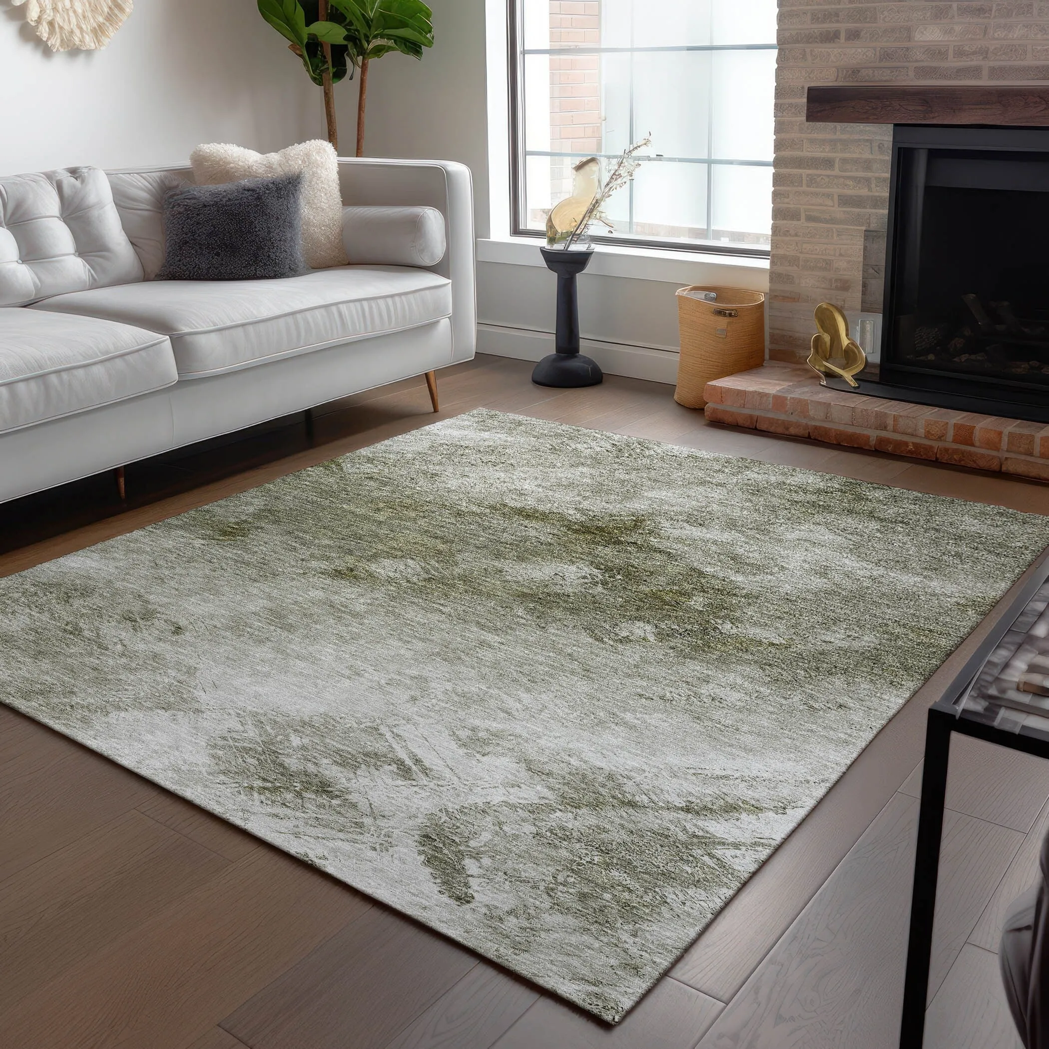 Machine Washable Indoor/ Outdoor Chantille Abstract Watercolor Rug