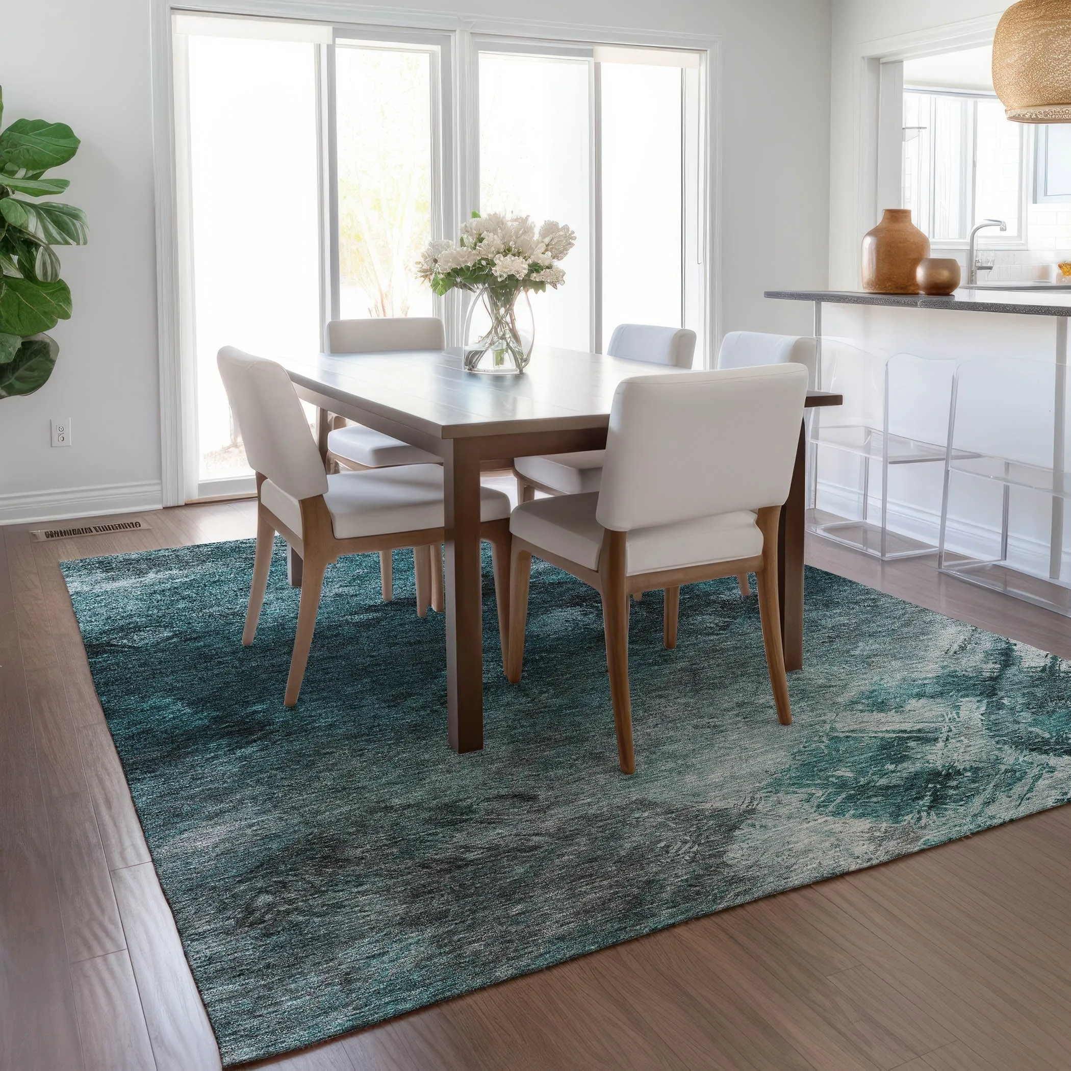 Machine Washable Indoor/ Outdoor Chantille Abstract Watercolor Rug