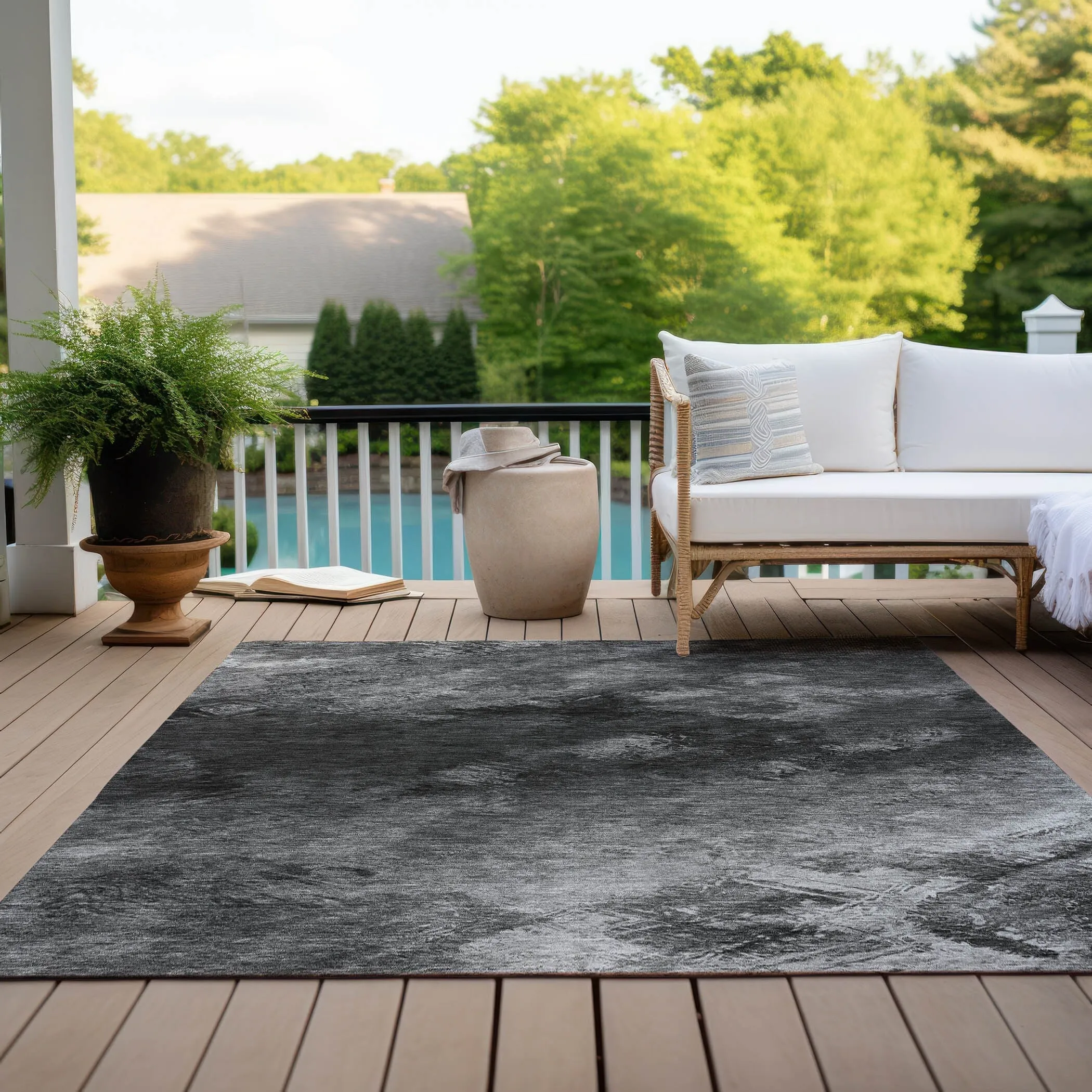 Machine Washable Indoor/ Outdoor Chantille Abstract Watercolor Rug