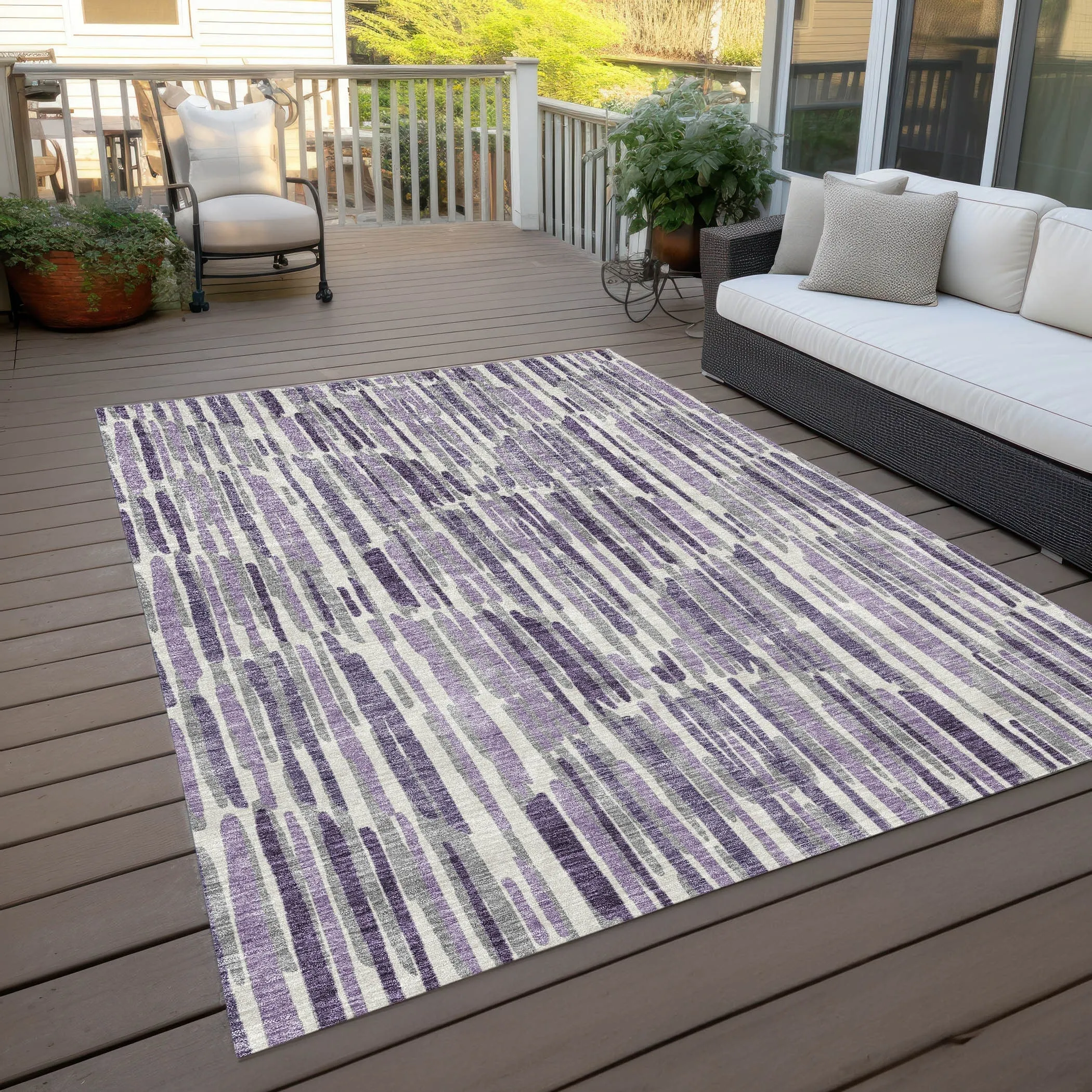 Machine Washable Indoor/ Outdoor Chantille Abstract Watercolor Rug