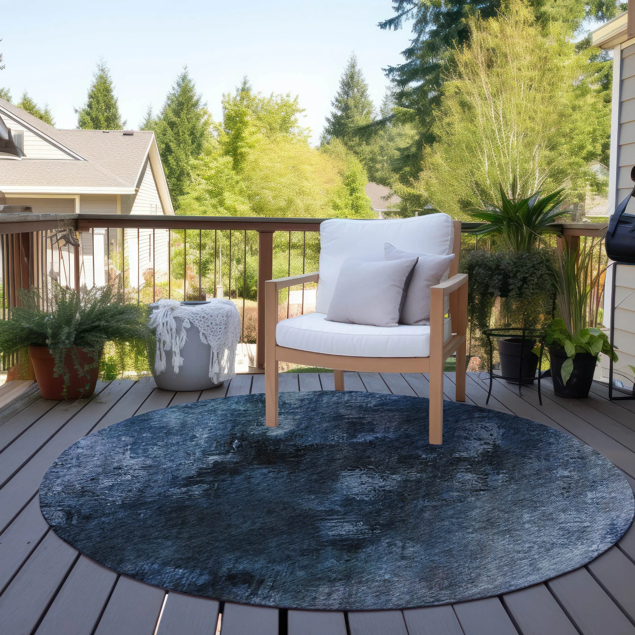 Machine Washable Indoor/ Outdoor Chantille Abstract Watercolor Rug