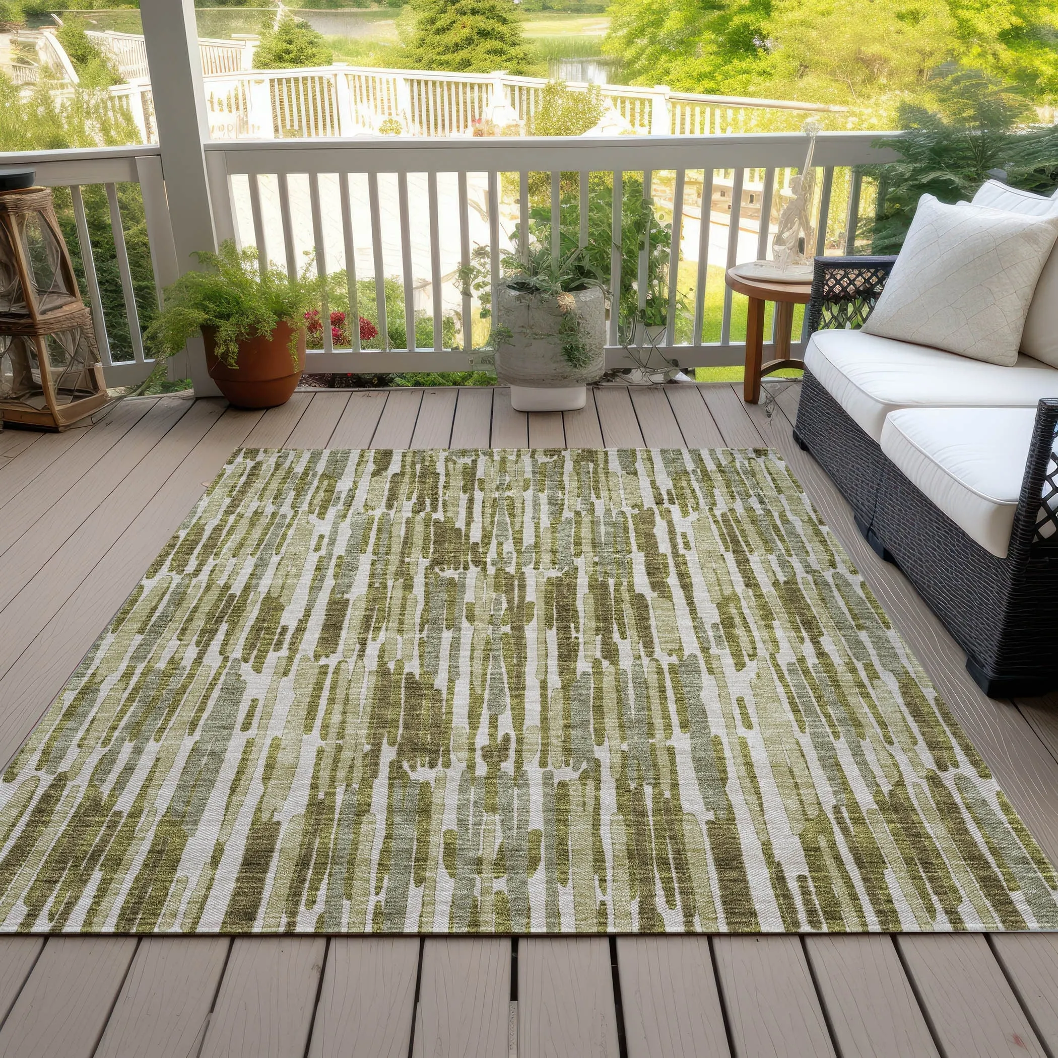 Machine Washable Indoor/ Outdoor Chantille Abstract Watercolor Rug