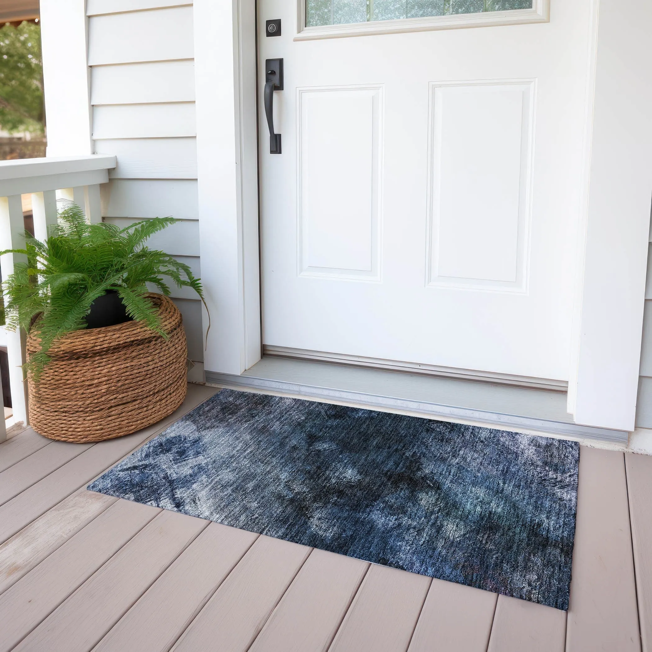Machine Washable Indoor/ Outdoor Chantille Abstract Watercolor Rug