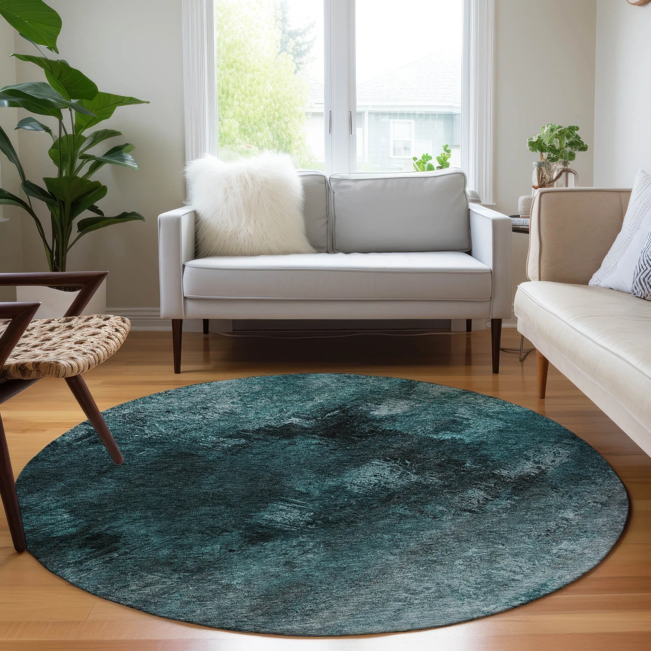 Machine Washable Indoor/ Outdoor Chantille Abstract Watercolor Rug