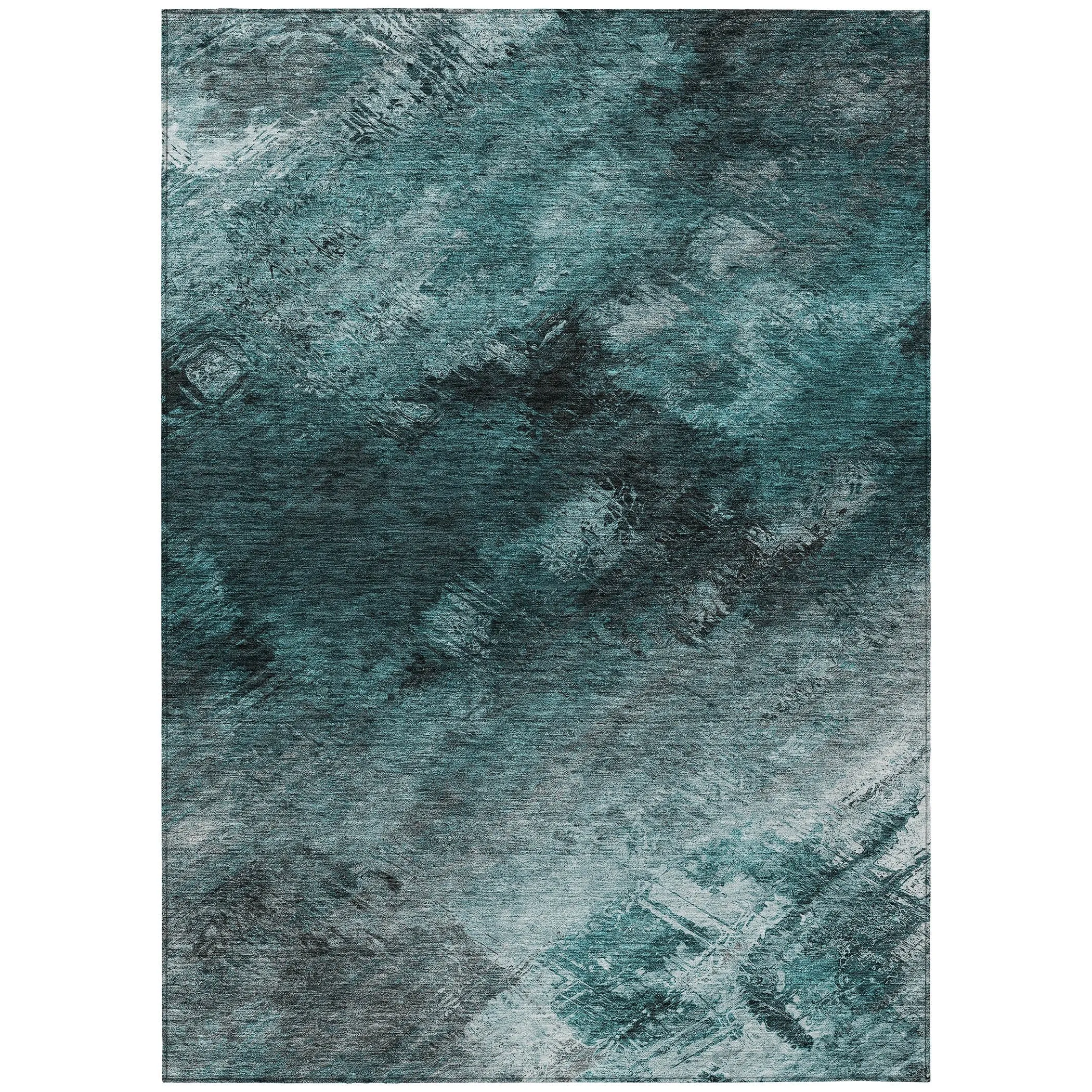 Machine Washable Indoor/ Outdoor Chantille Abstract Watercolor Rug