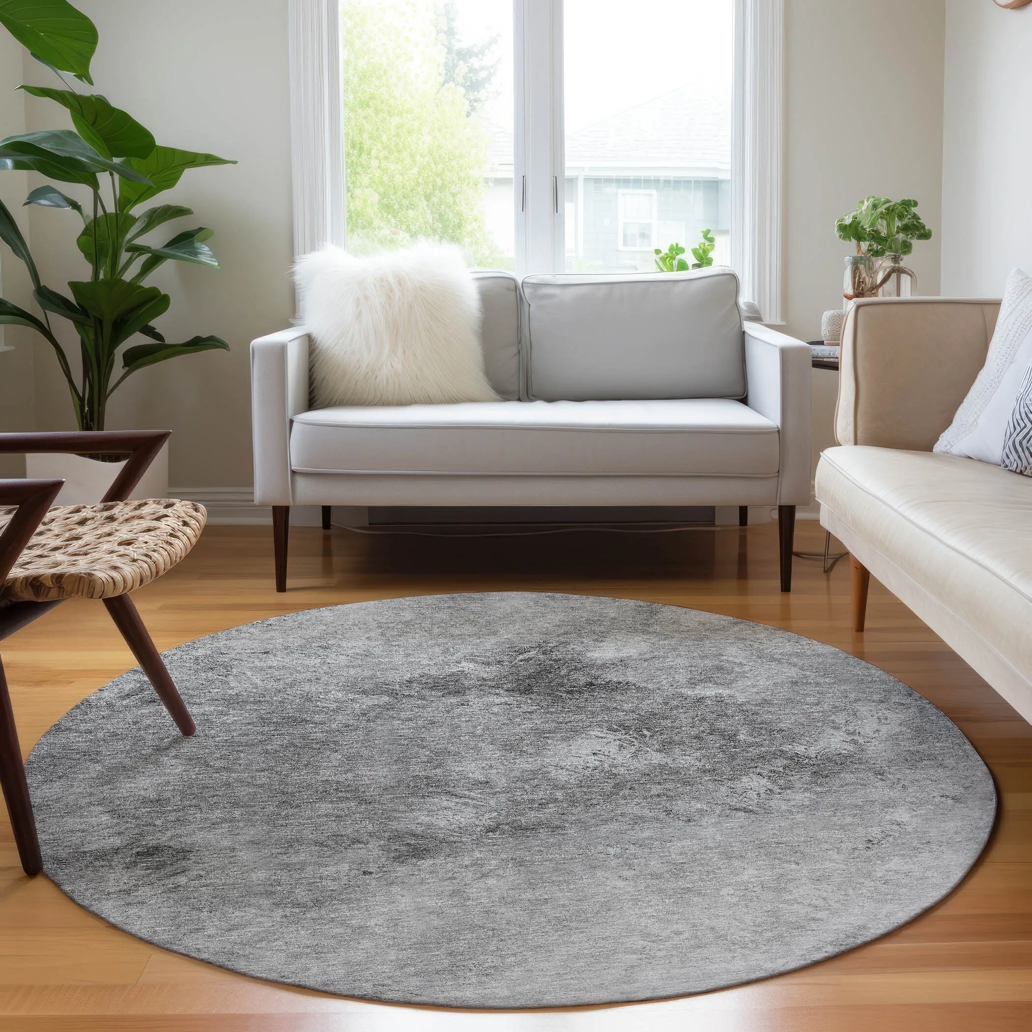 Machine Washable Indoor/ Outdoor Chantille Abstract Watercolor Rug