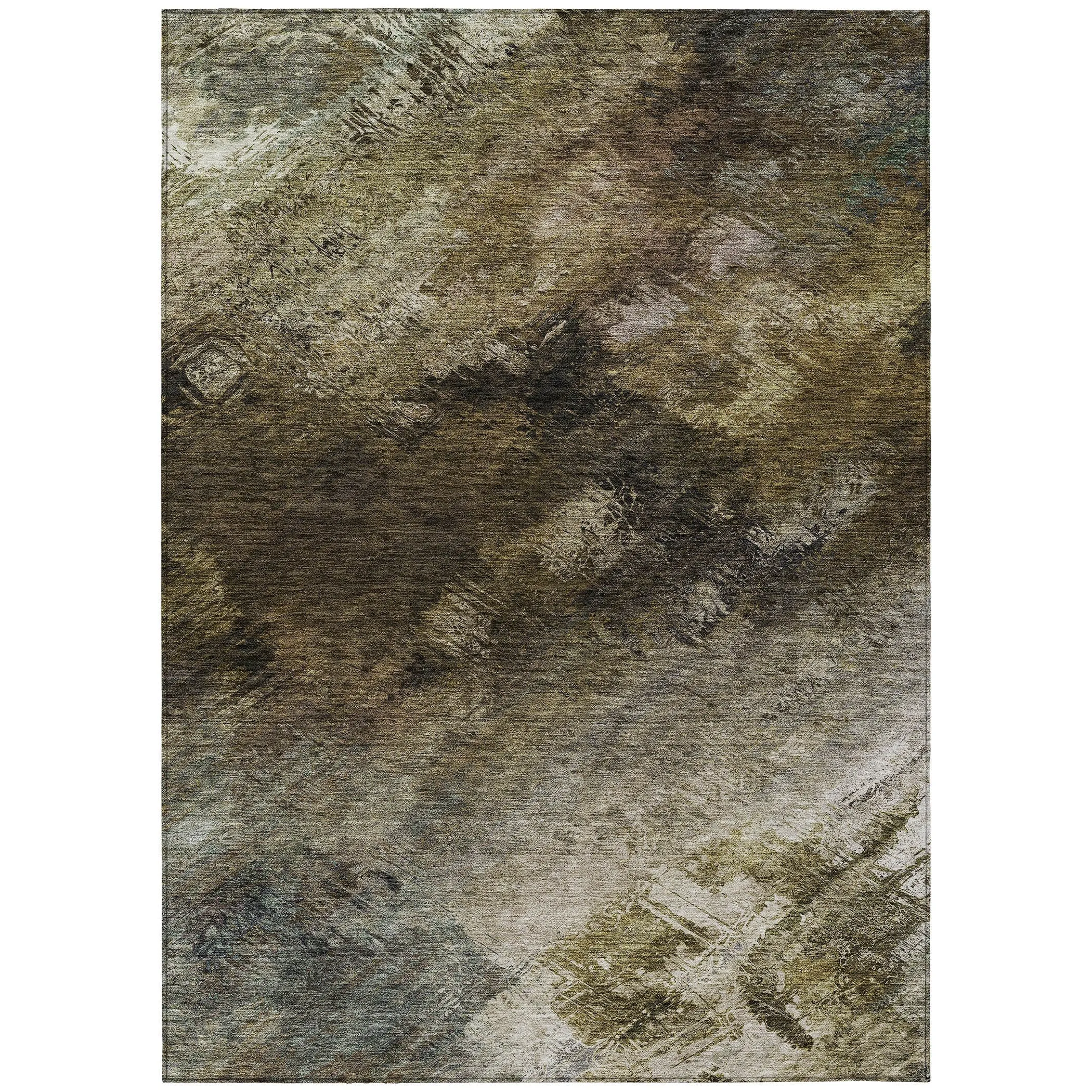 Machine Washable Indoor/ Outdoor Chantille Abstract Watercolor Rug