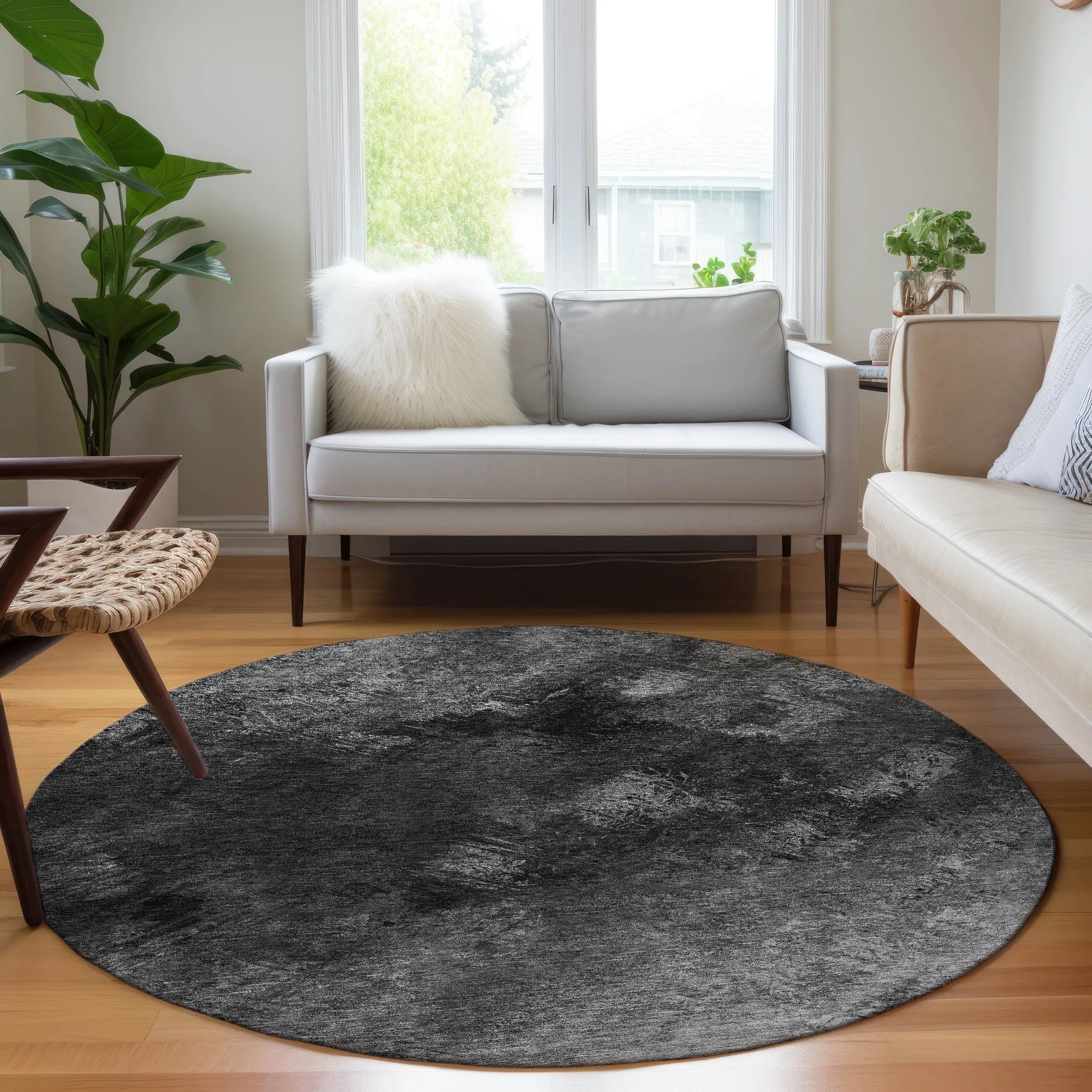 Machine Washable Indoor/ Outdoor Chantille Abstract Watercolor Rug