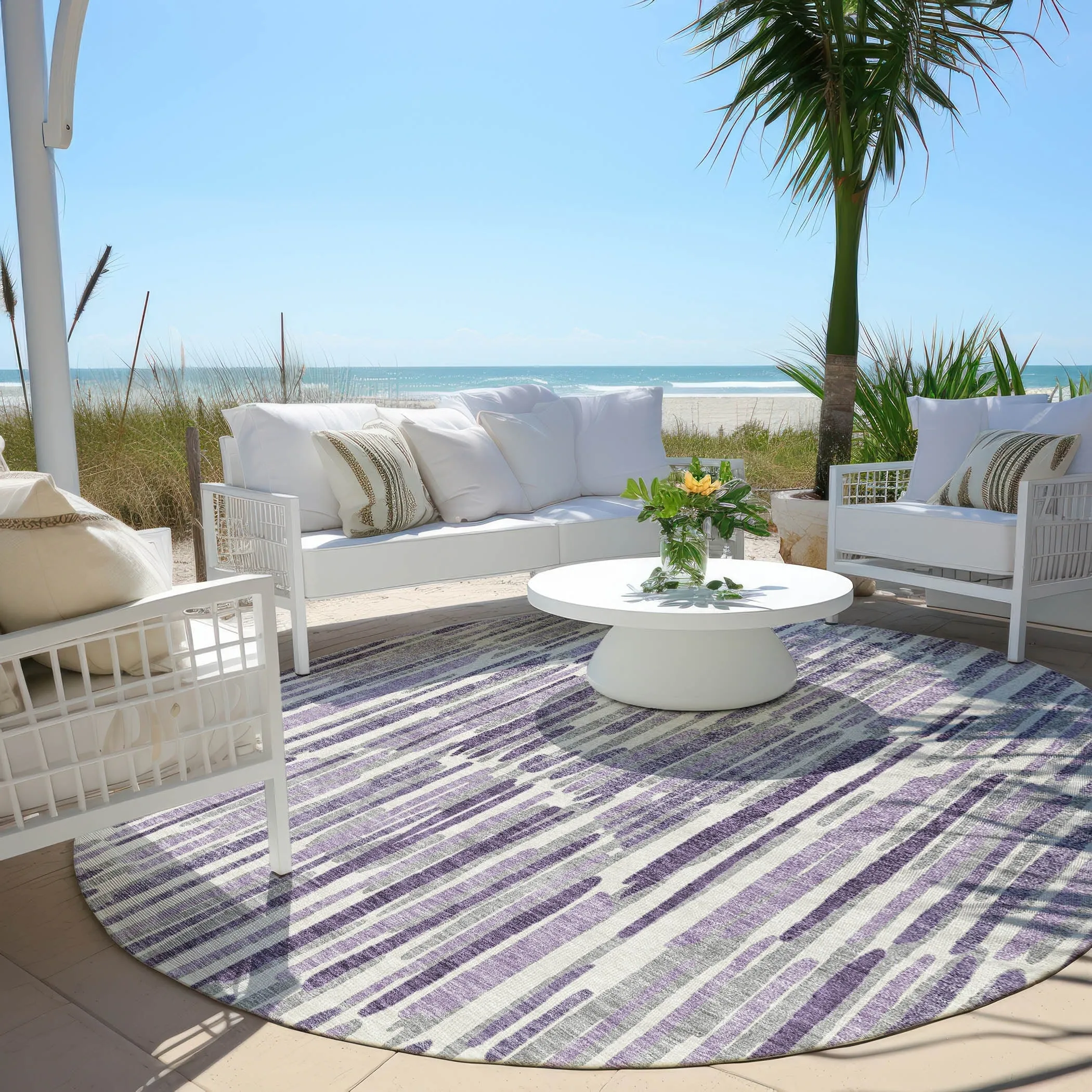 Machine Washable Indoor/ Outdoor Chantille Abstract Watercolor Rug
