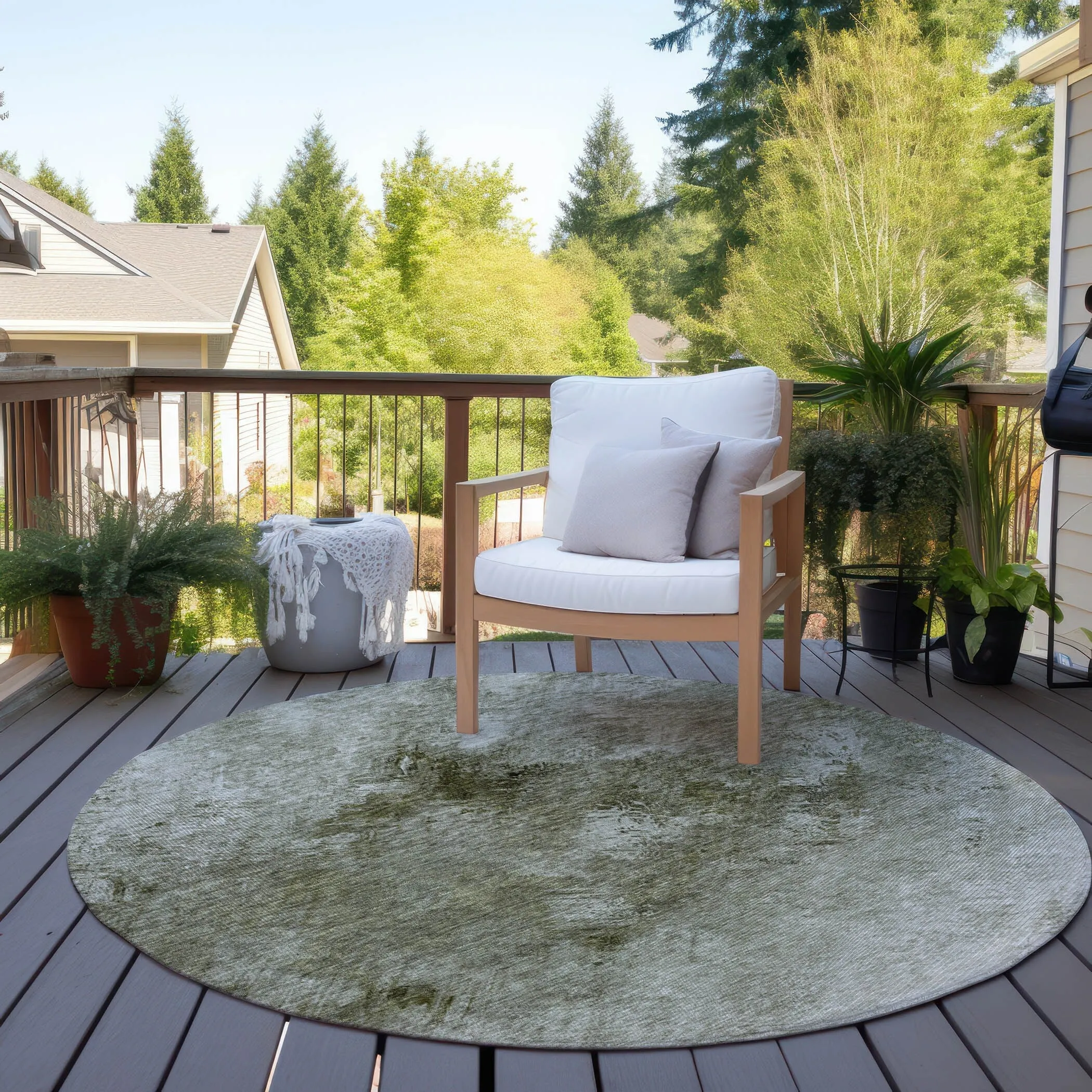 Machine Washable Indoor/ Outdoor Chantille Abstract Watercolor Rug