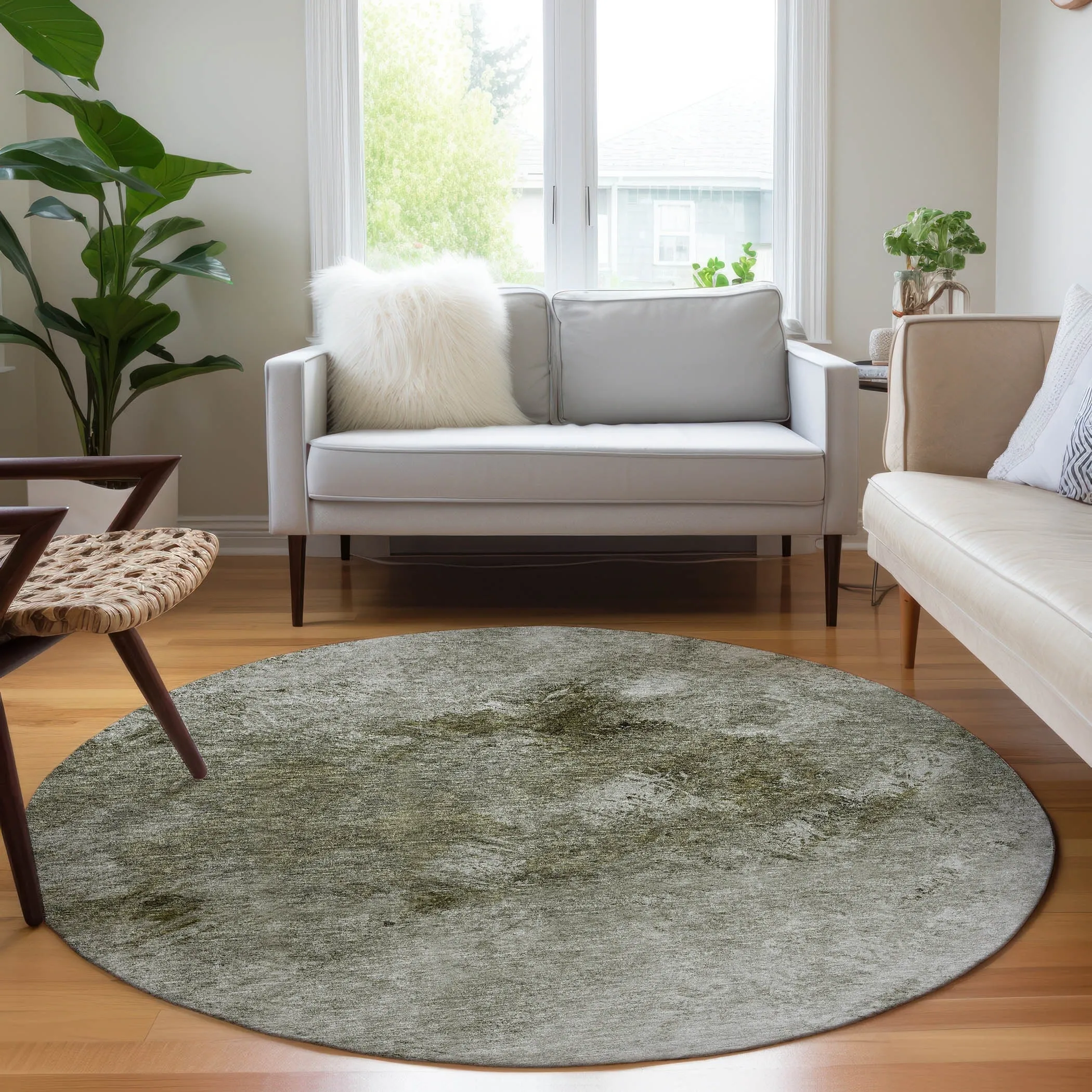 Machine Washable Indoor/ Outdoor Chantille Abstract Watercolor Rug