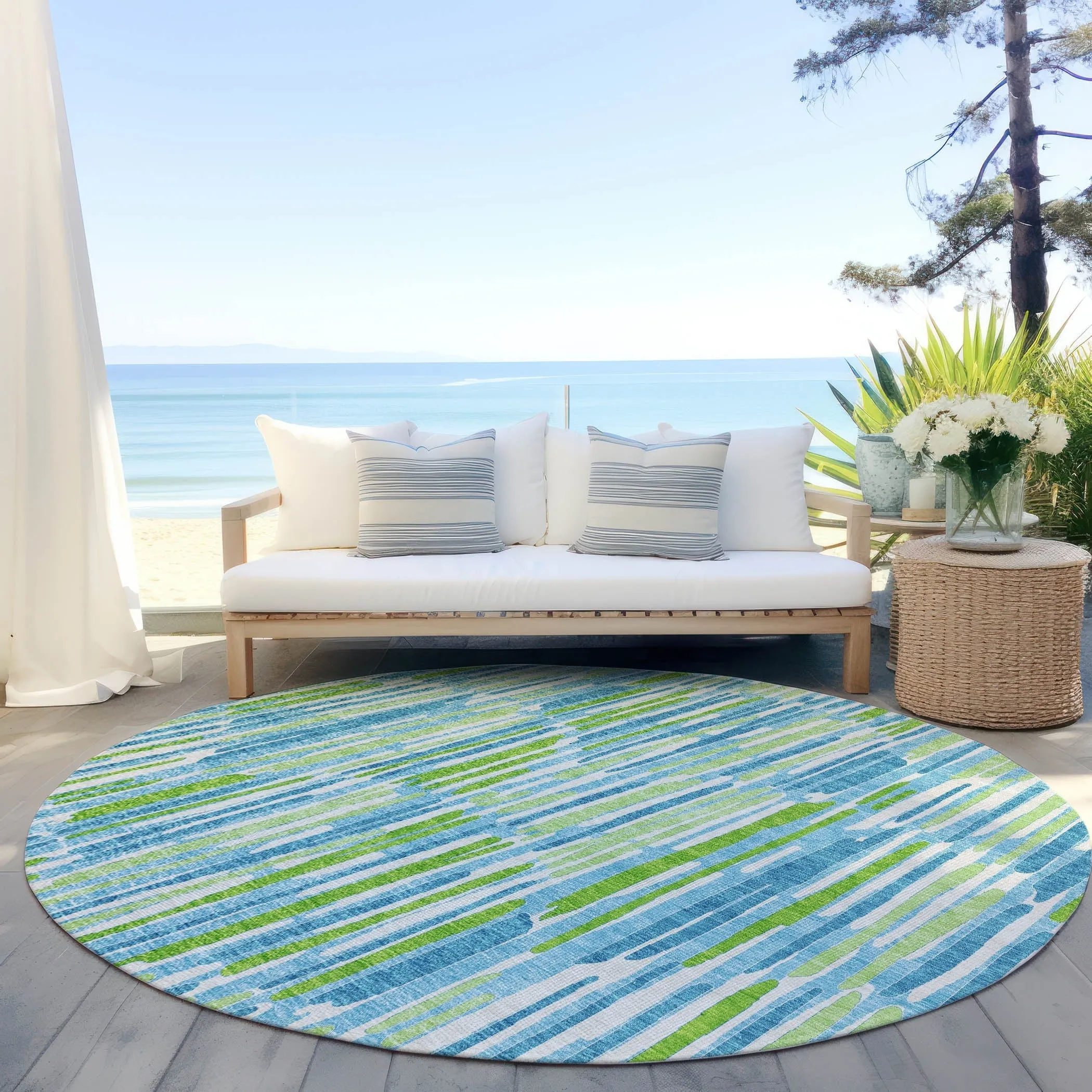 Machine Washable Indoor/ Outdoor Chantille Abstract Watercolor Rug