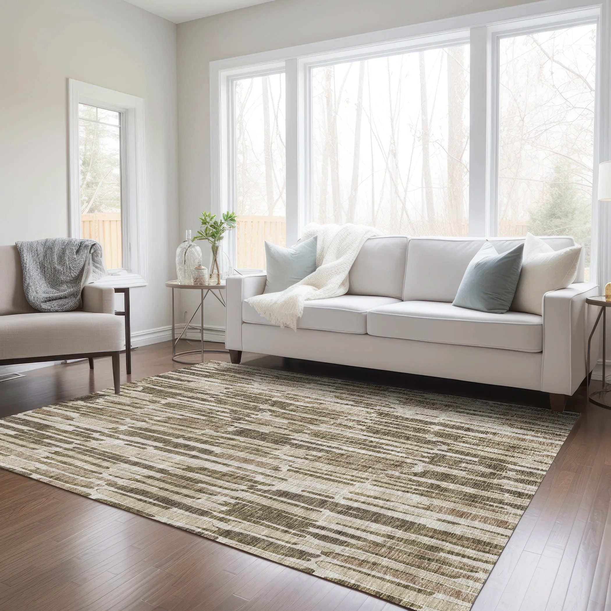 Machine Washable Indoor/ Outdoor Chantille Abstract Watercolor Rug