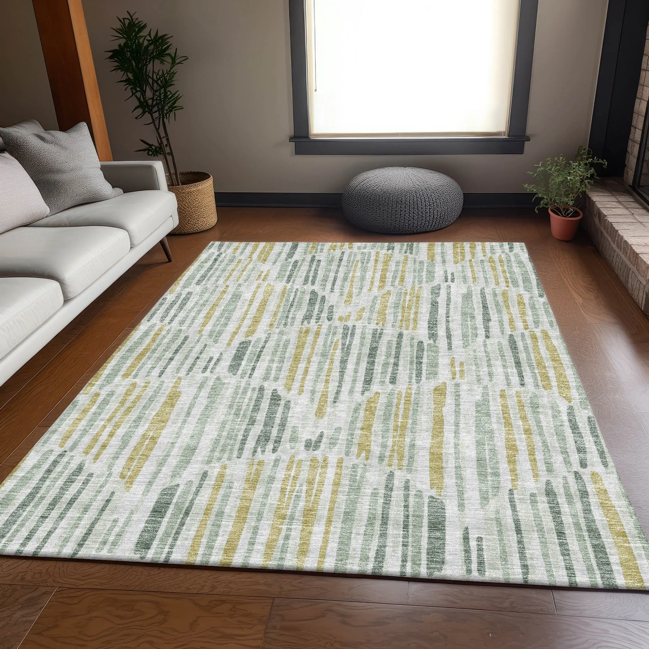Machine Washable Indoor/ Outdoor Chantille Abstract Watercolor Rug