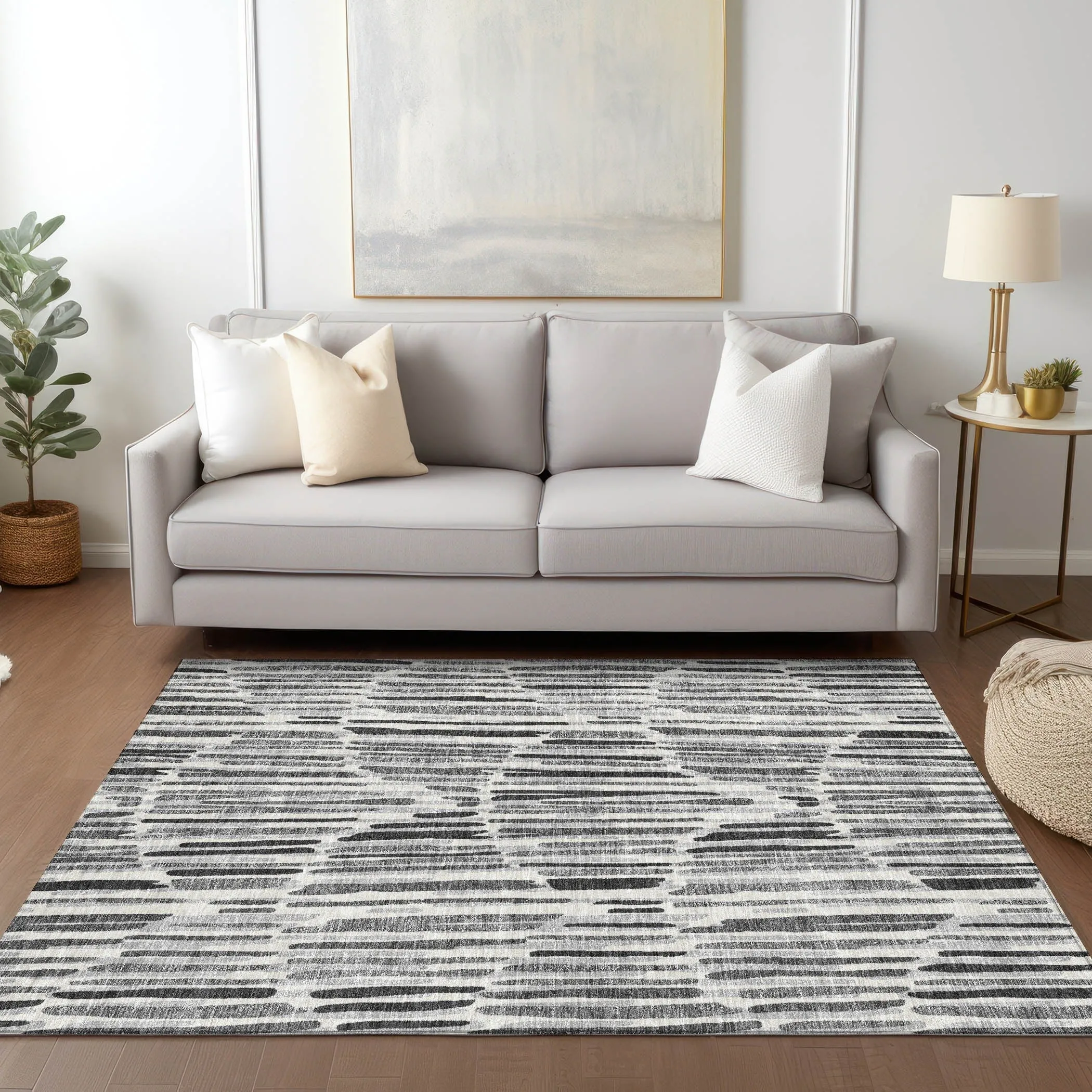 Machine Washable Indoor/ Outdoor Chantille Abstract Watercolor Rug