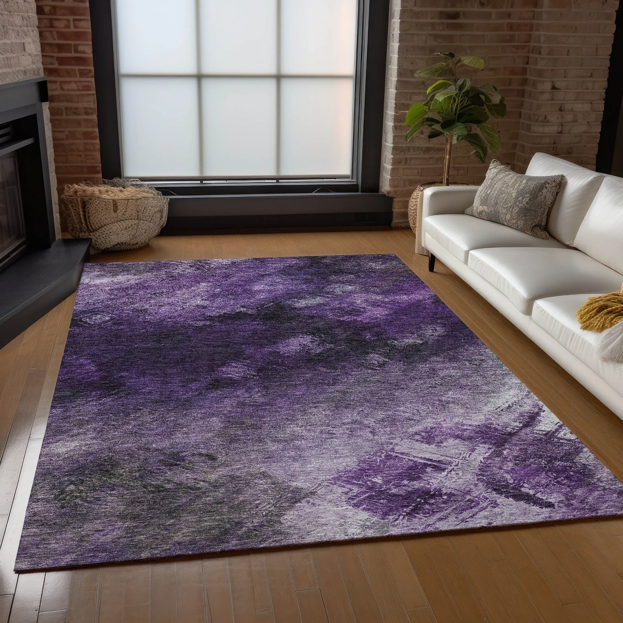 Machine Washable Indoor/ Outdoor Chantille Abstract Watercolor Rug