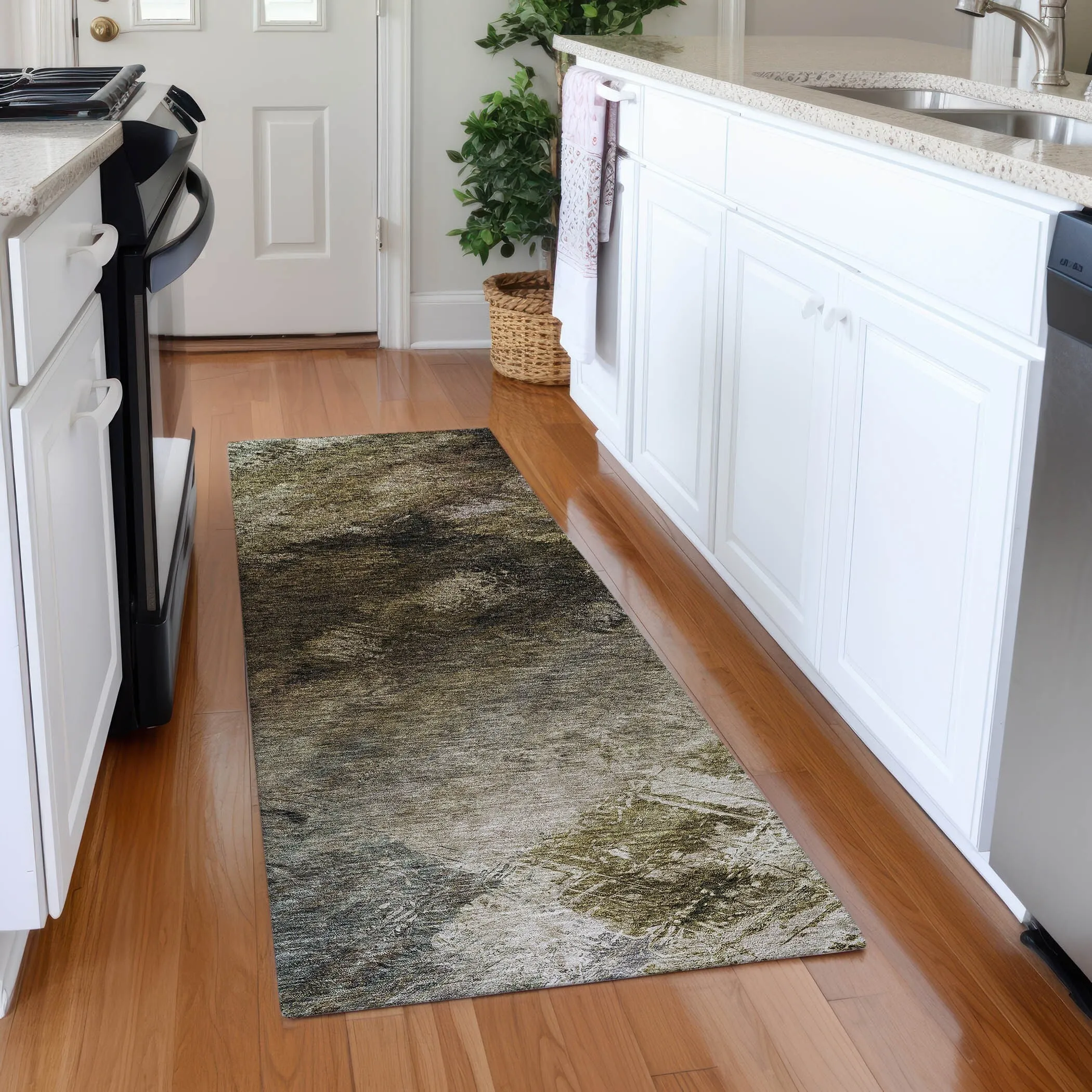 Machine Washable Indoor/ Outdoor Chantille Abstract Watercolor Rug