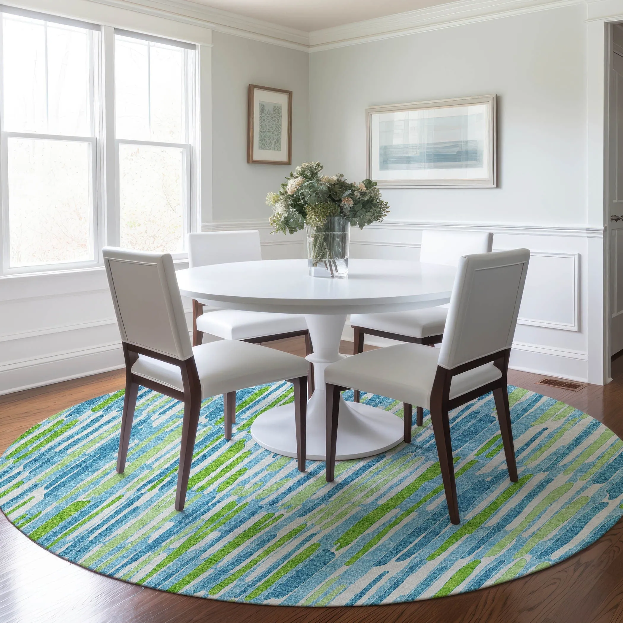 Machine Washable Indoor/ Outdoor Chantille Abstract Watercolor Rug