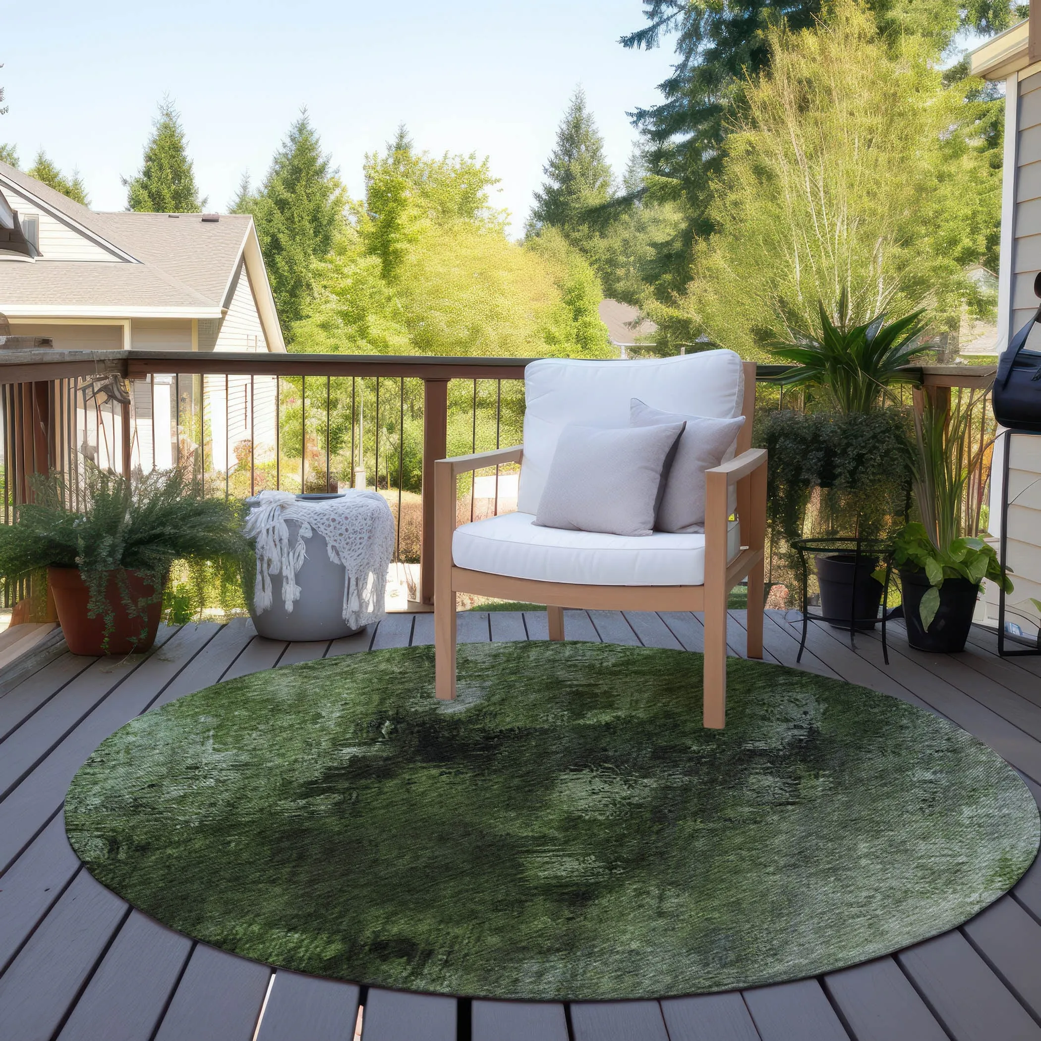 Machine Washable Indoor/ Outdoor Chantille Abstract Watercolor Rug