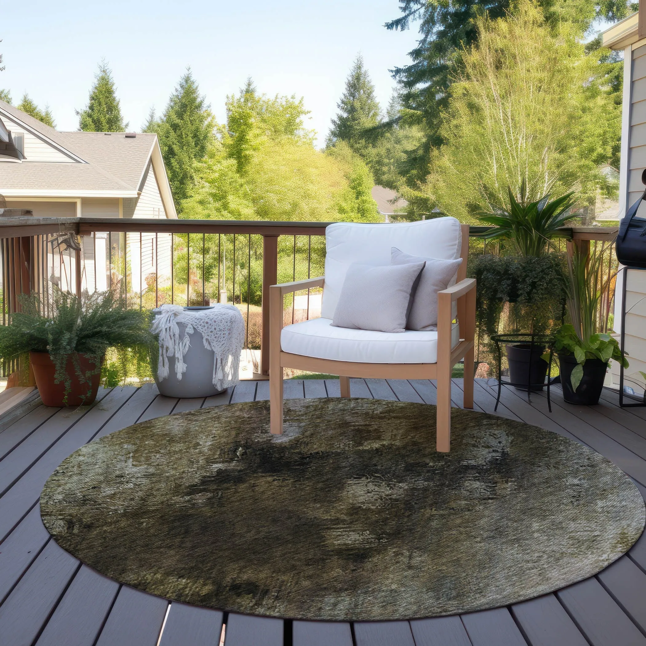 Machine Washable Indoor/ Outdoor Chantille Abstract Watercolor Rug