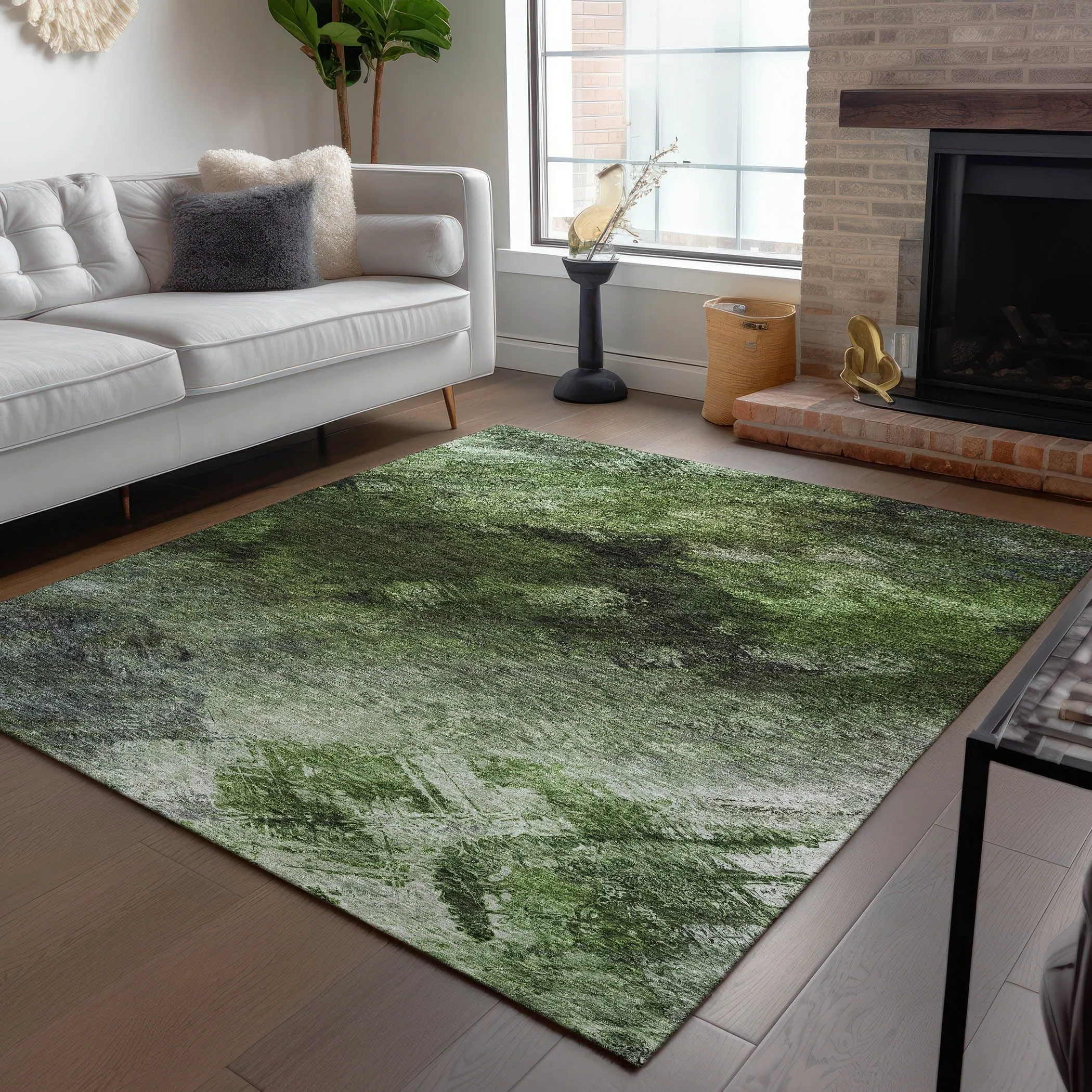 Machine Washable Indoor/ Outdoor Chantille Abstract Watercolor Rug