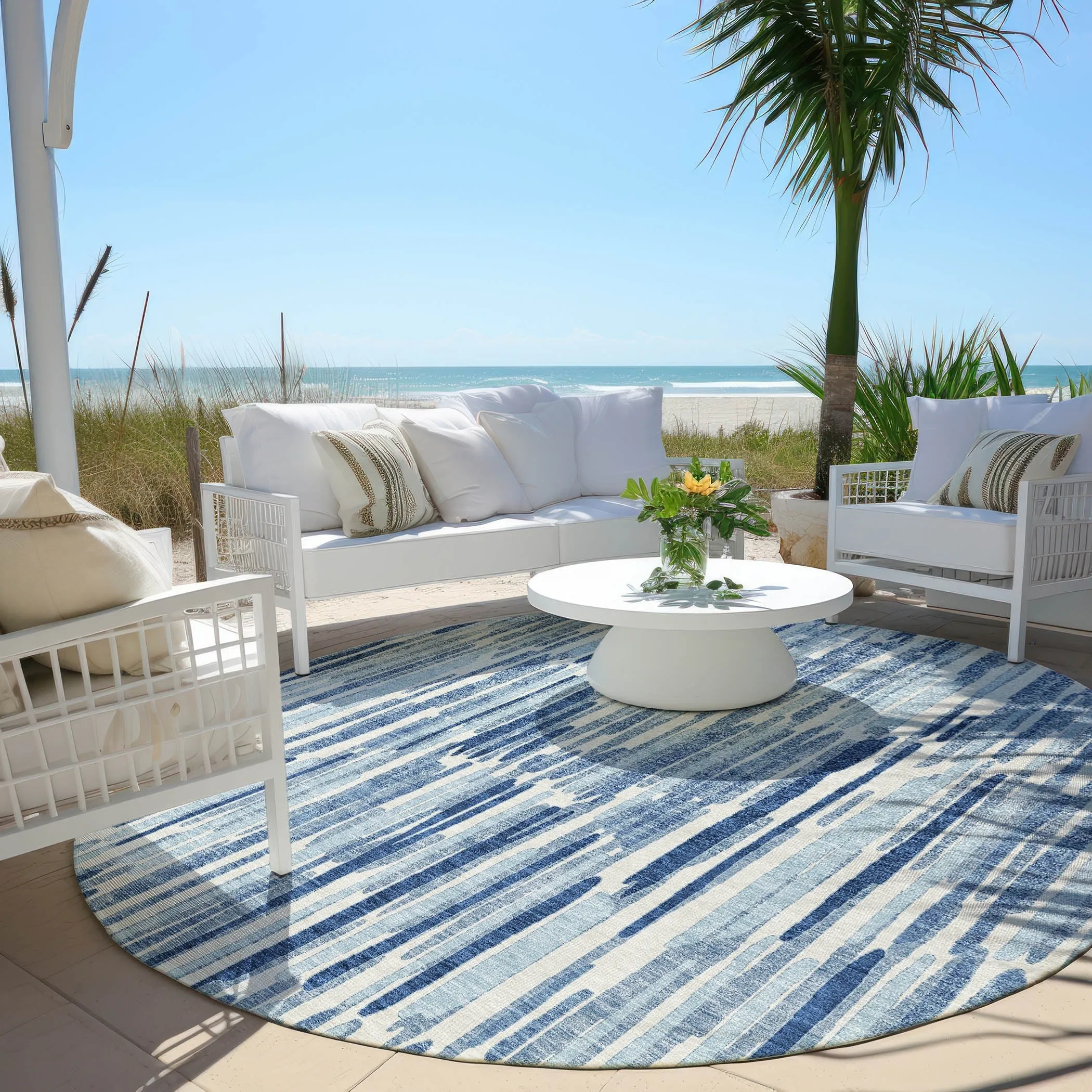Machine Washable Indoor/ Outdoor Chantille Abstract Watercolor Rug