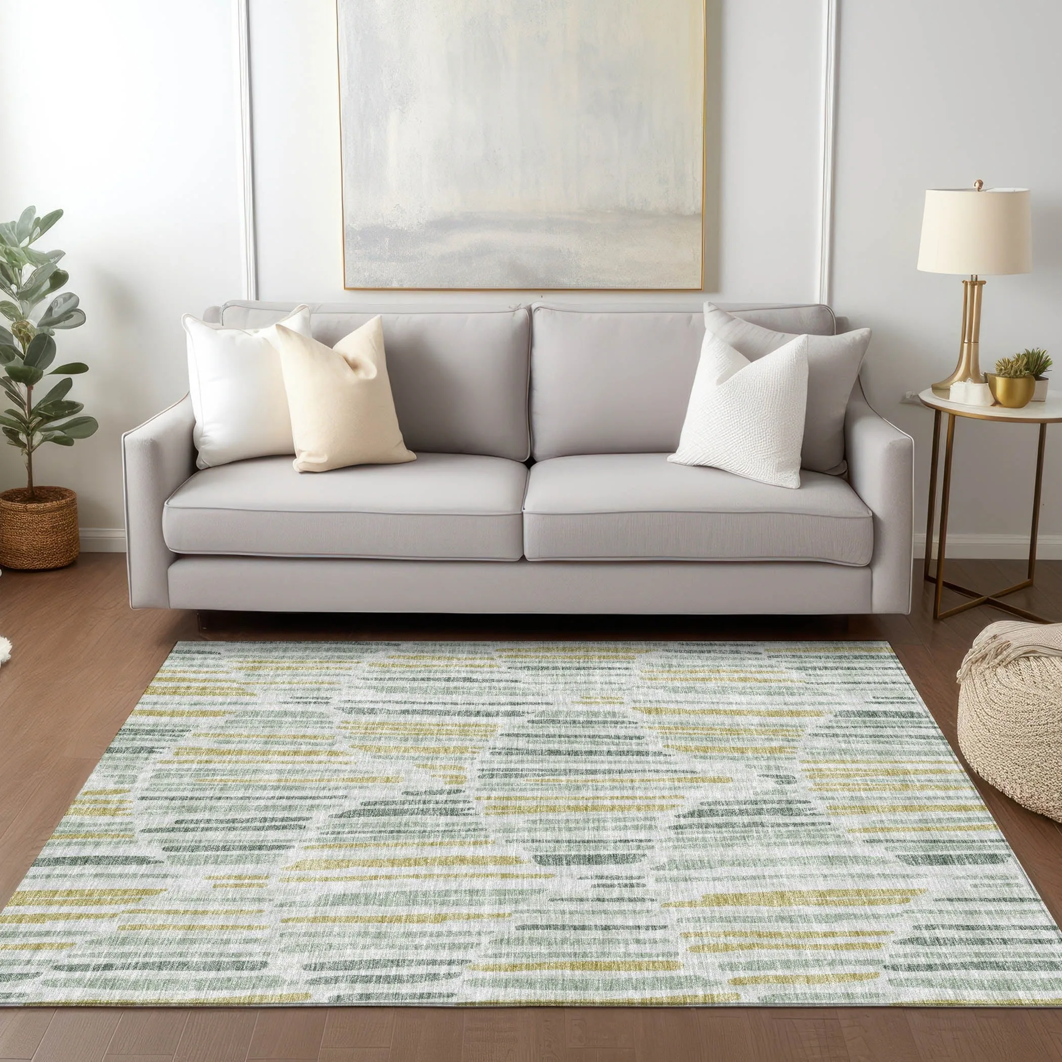 Machine Washable Indoor/ Outdoor Chantille Abstract Watercolor Rug