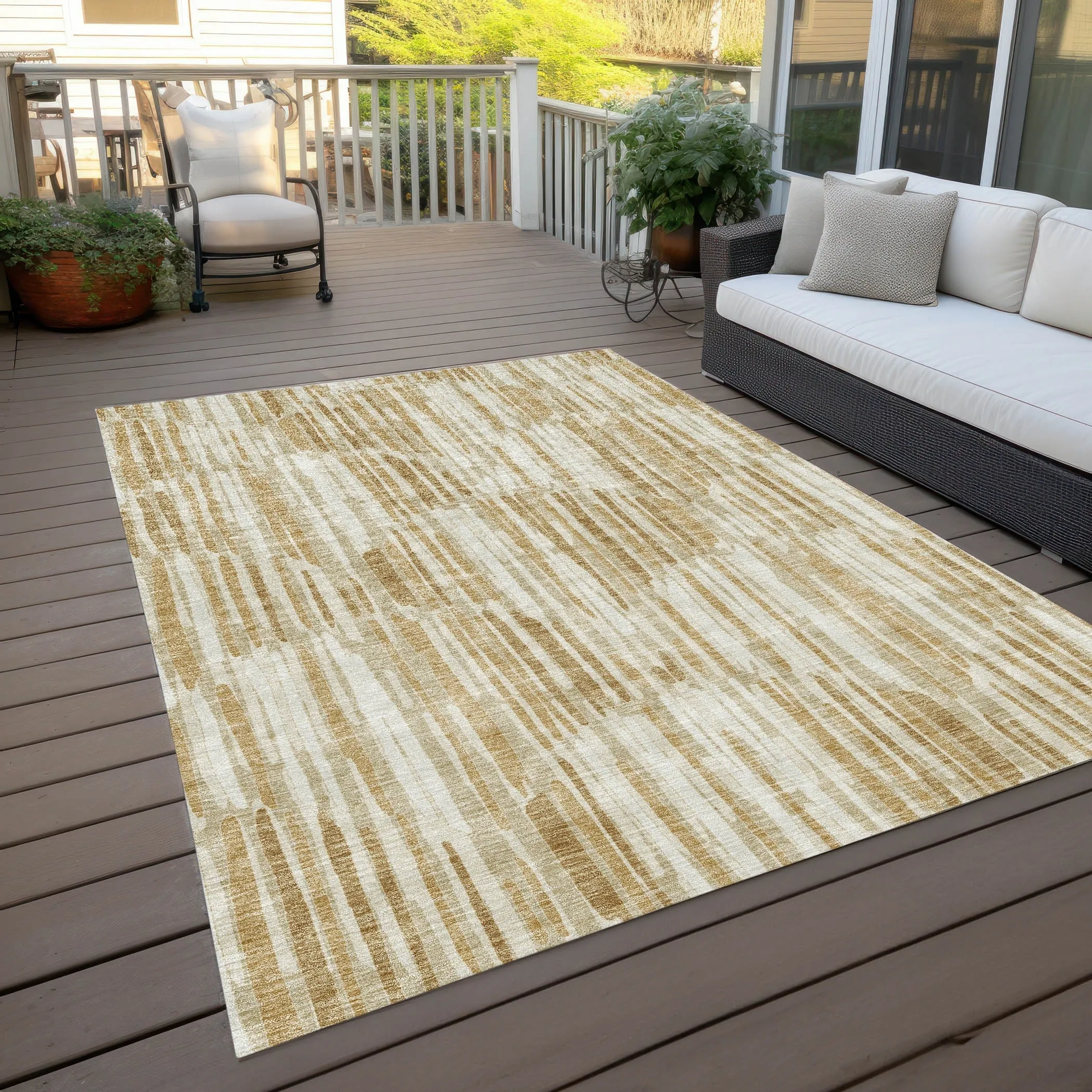 Machine Washable Indoor/ Outdoor Chantille Abstract Watercolor Rug