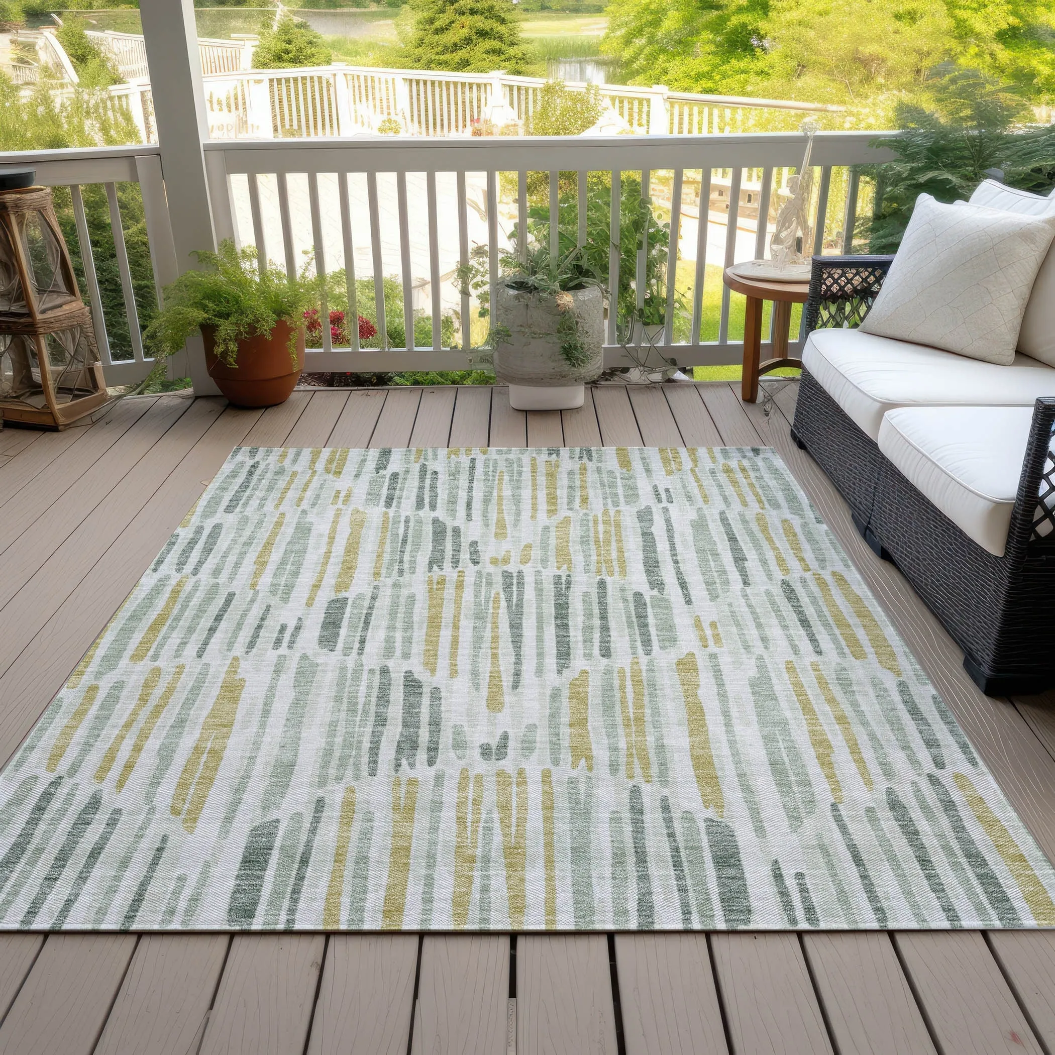Machine Washable Indoor/ Outdoor Chantille Abstract Watercolor Rug