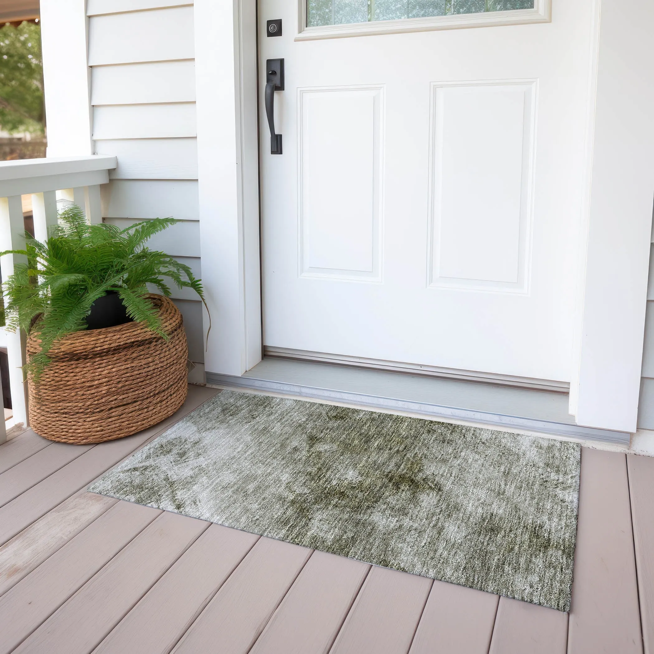 Machine Washable Indoor/ Outdoor Chantille Abstract Watercolor Rug