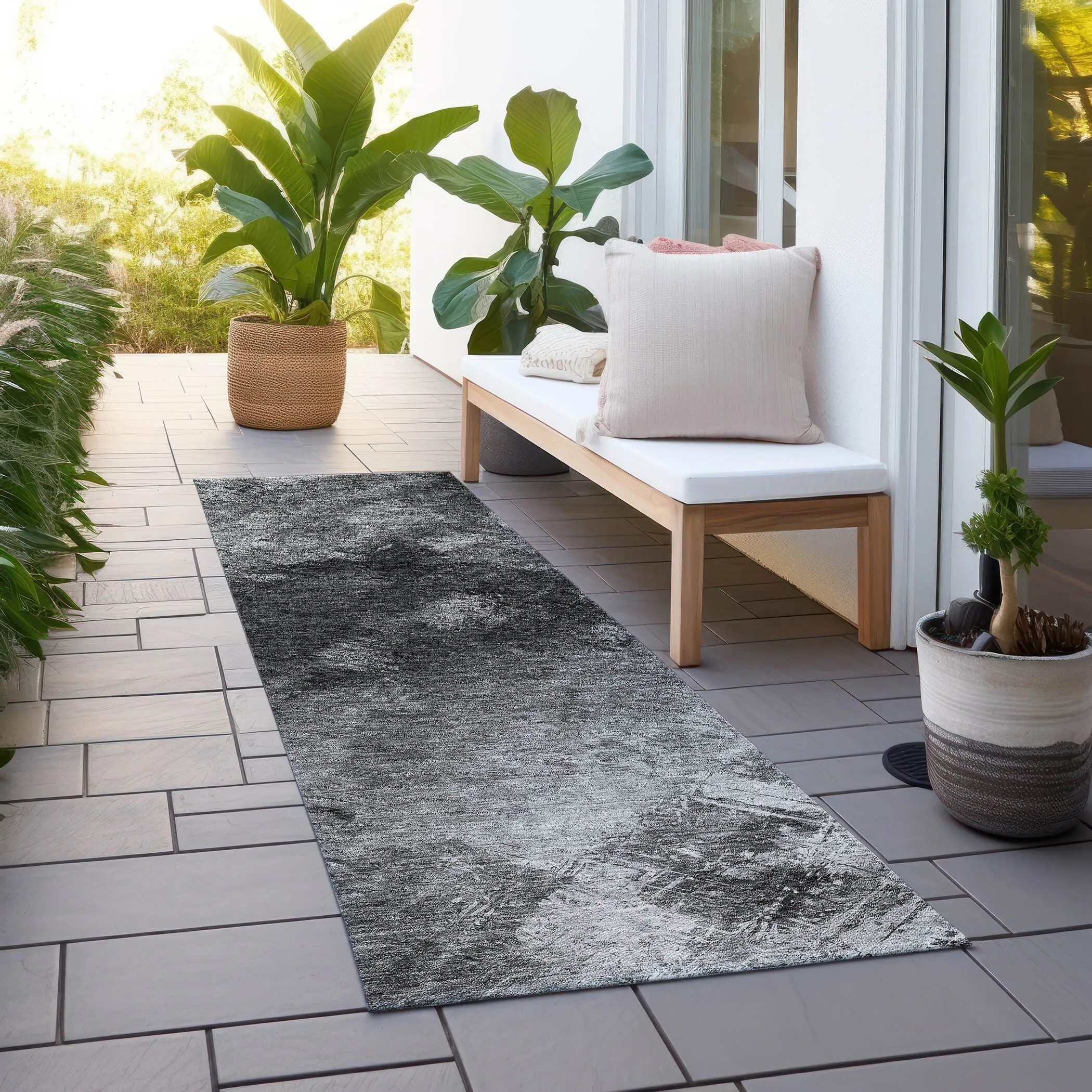 Machine Washable Indoor/ Outdoor Chantille Abstract Watercolor Rug