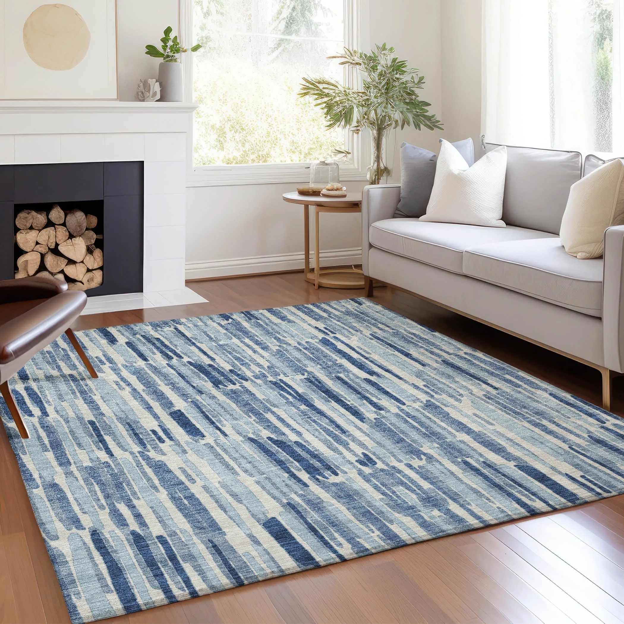 Machine Washable Indoor/ Outdoor Chantille Abstract Watercolor Rug