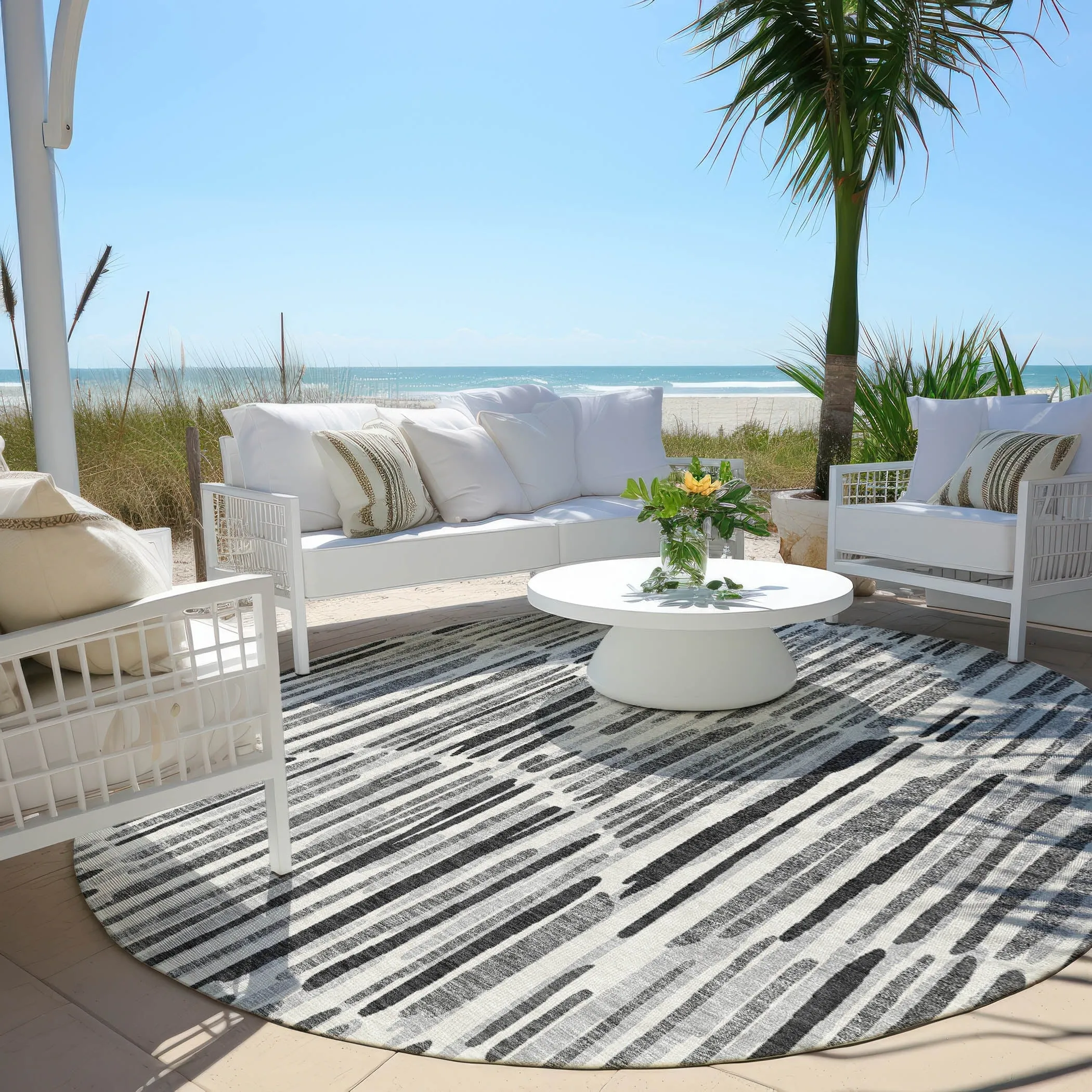 Machine Washable Indoor/ Outdoor Chantille Abstract Watercolor Rug