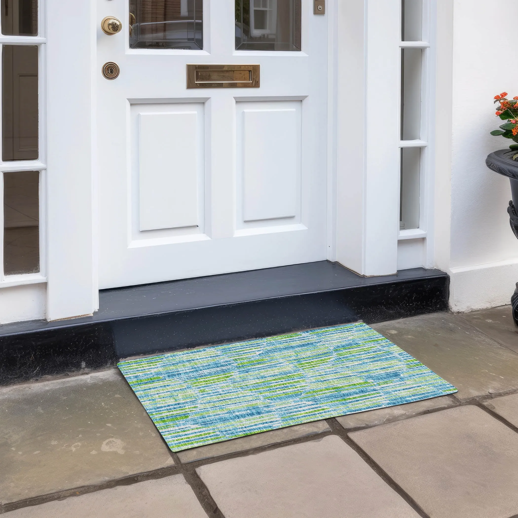 Machine Washable Indoor/ Outdoor Chantille Abstract Watercolor Rug