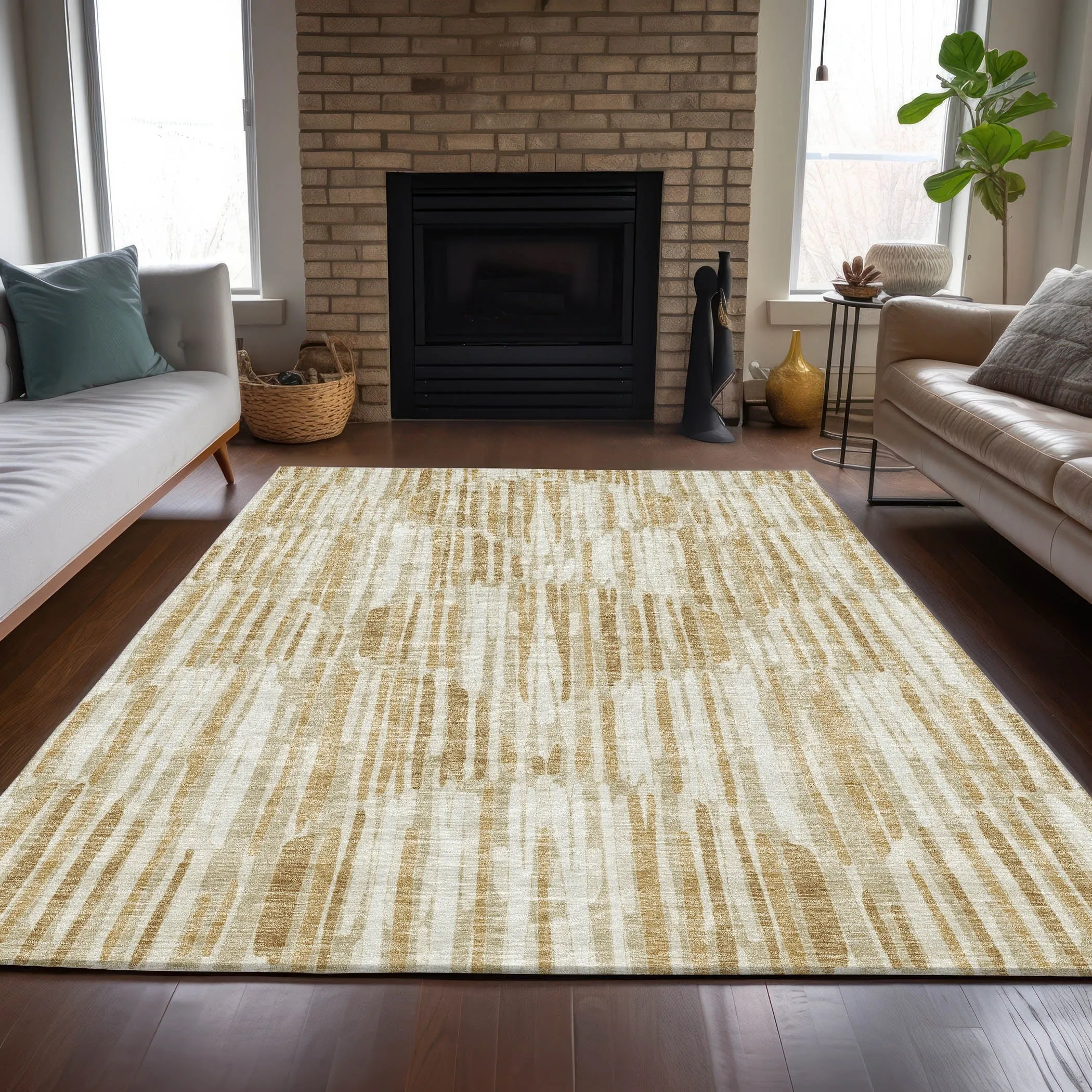 Machine Washable Indoor/ Outdoor Chantille Abstract Watercolor Rug