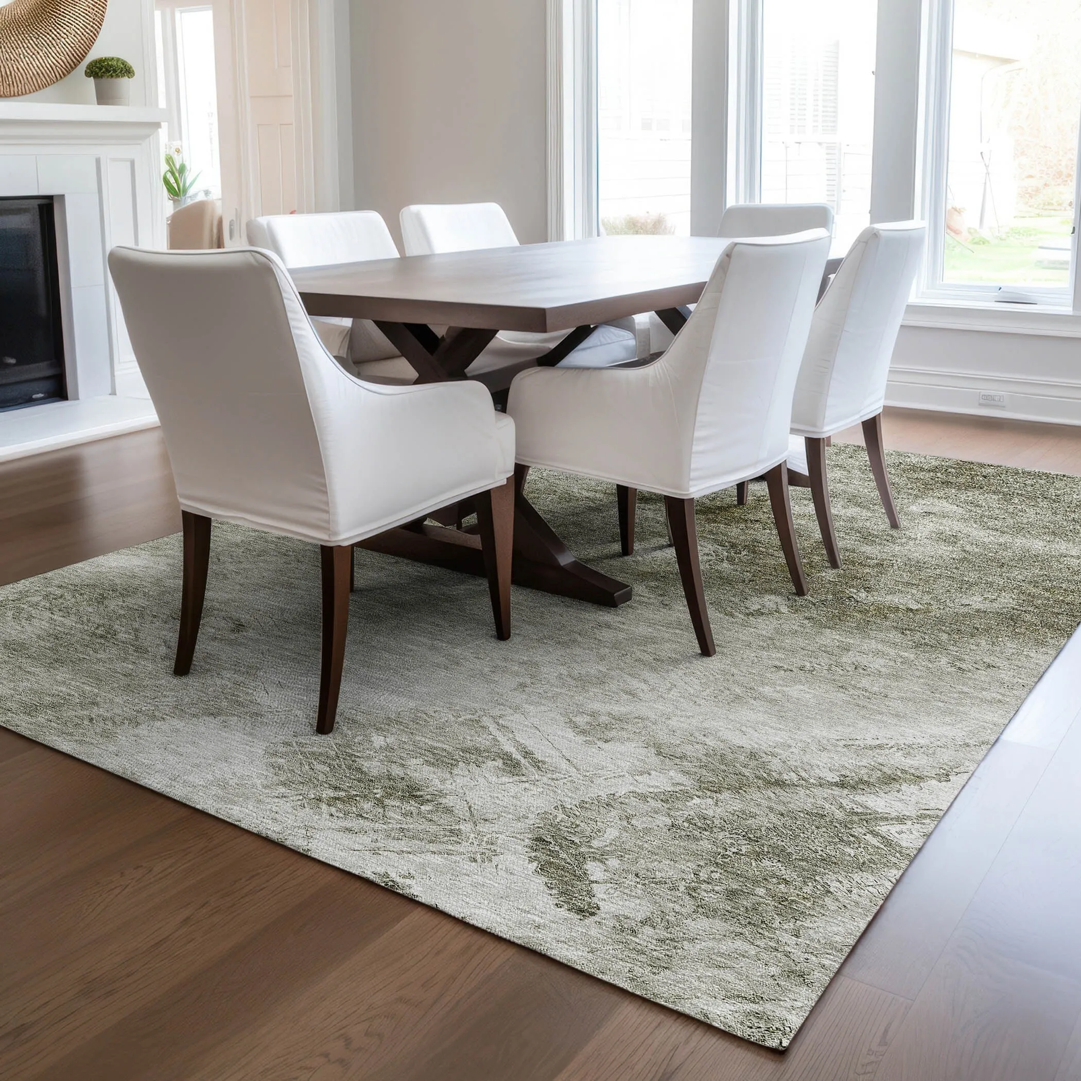 Machine Washable Indoor/ Outdoor Chantille Abstract Watercolor Rug