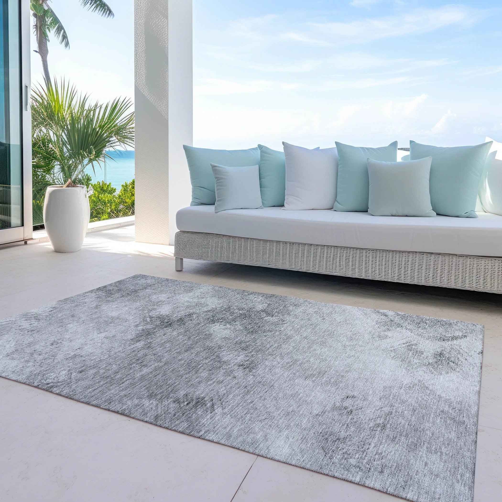 Machine Washable Indoor/ Outdoor Chantille Abstract Watercolor Rug
