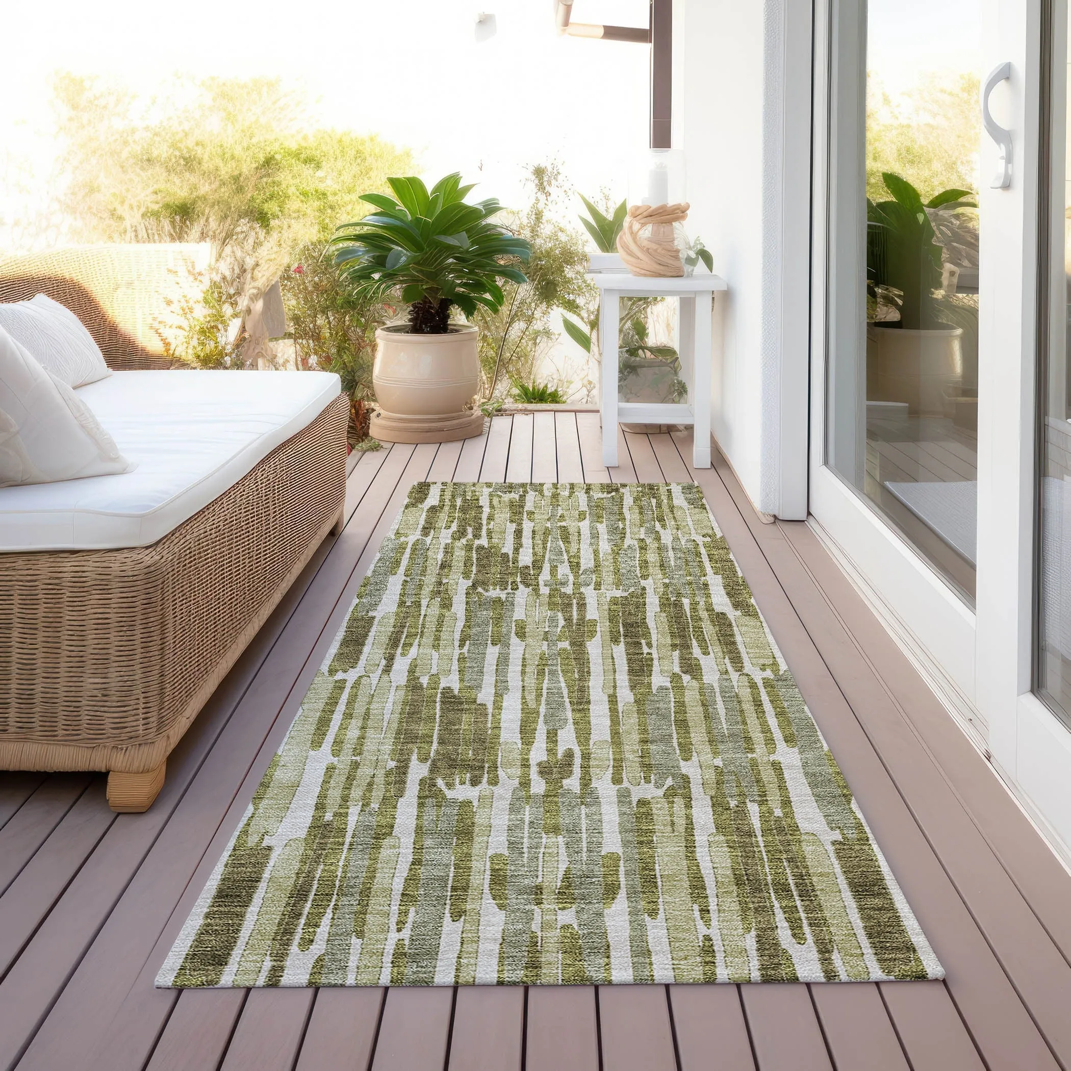 Machine Washable Indoor/ Outdoor Chantille Abstract Watercolor Rug